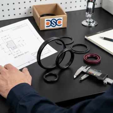 Engineer reviewing aerospace seal design