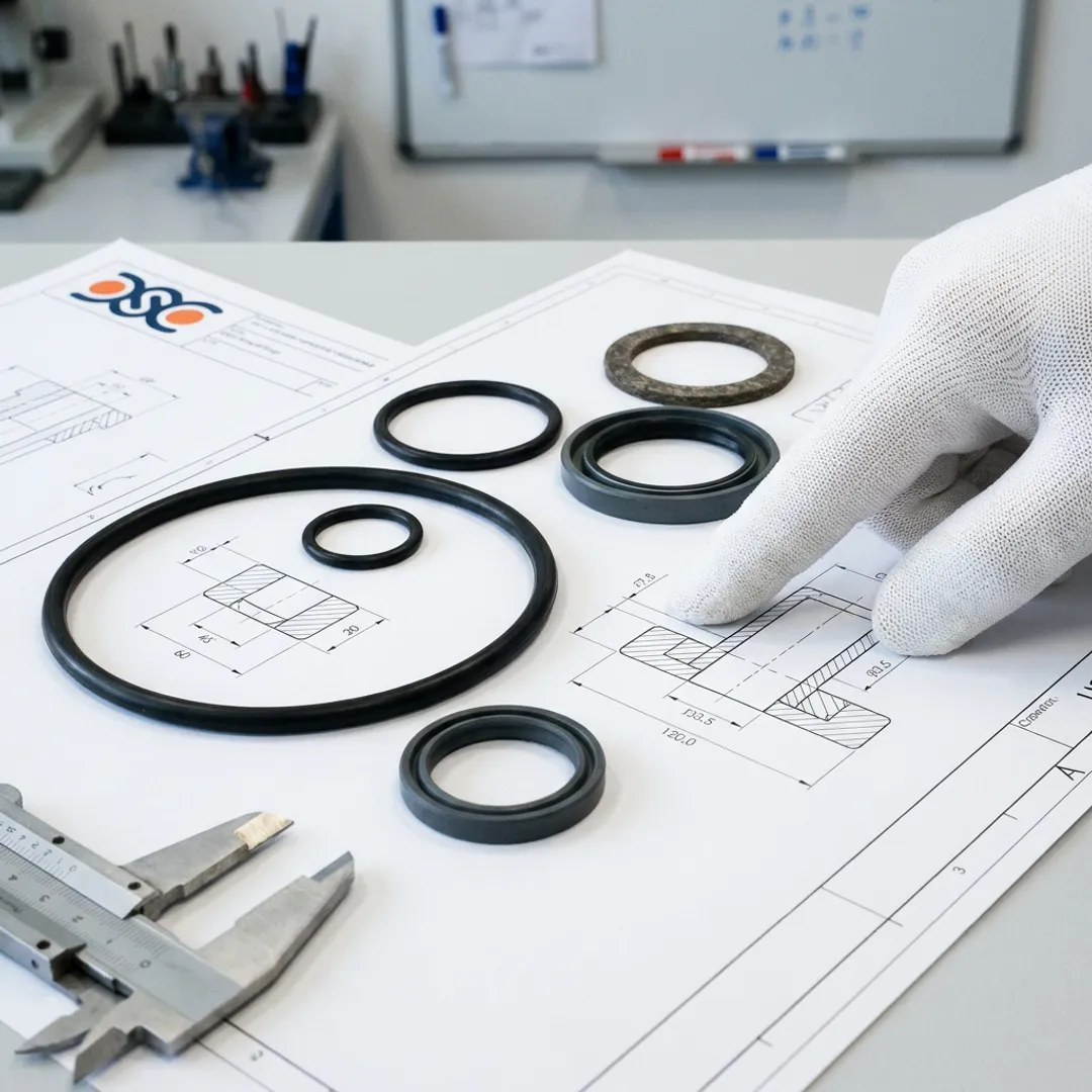 Engineer inspecting custom seal design