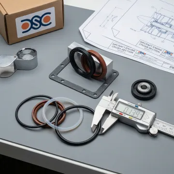 Engineer inspecting aerospace sealing components