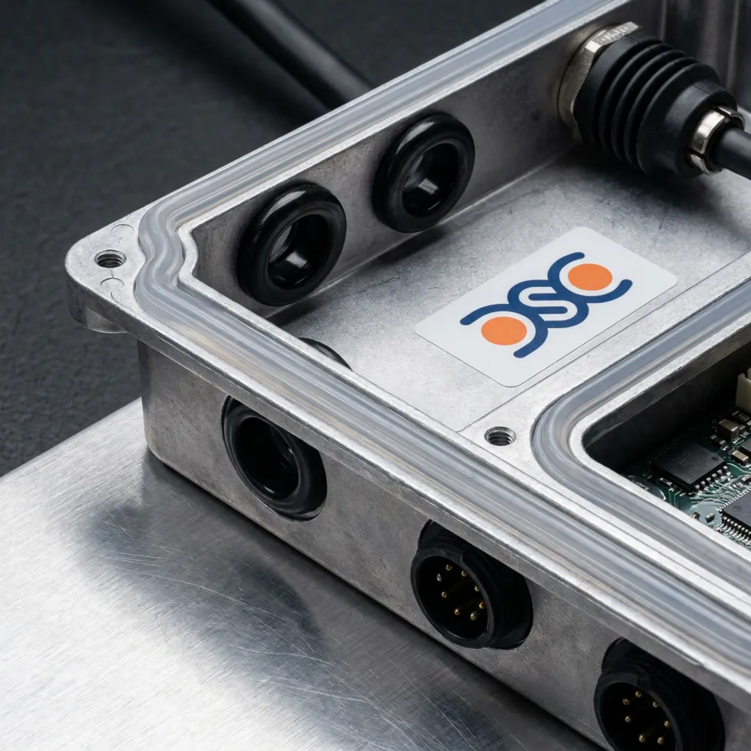 Sealed electronics enclosure with silicone gasket