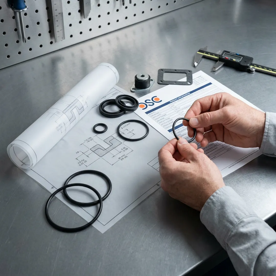 Engineer inspecting aerospace sealing components