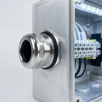 Cable gland O-ring installation in industrial electrical panel