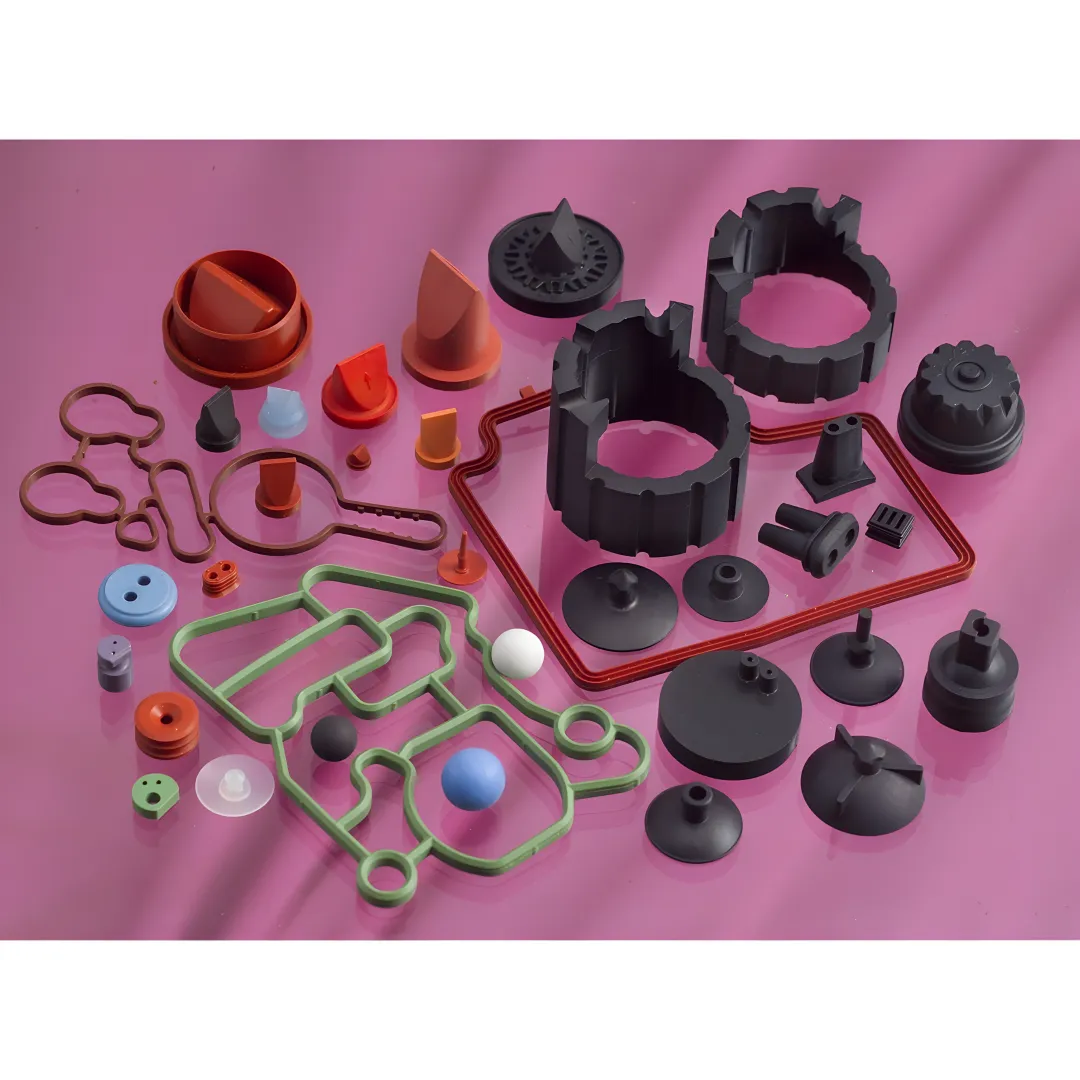 Custom industrial seals and gaskets displayed on a workbench in a Pennsylvania distribution warehouse