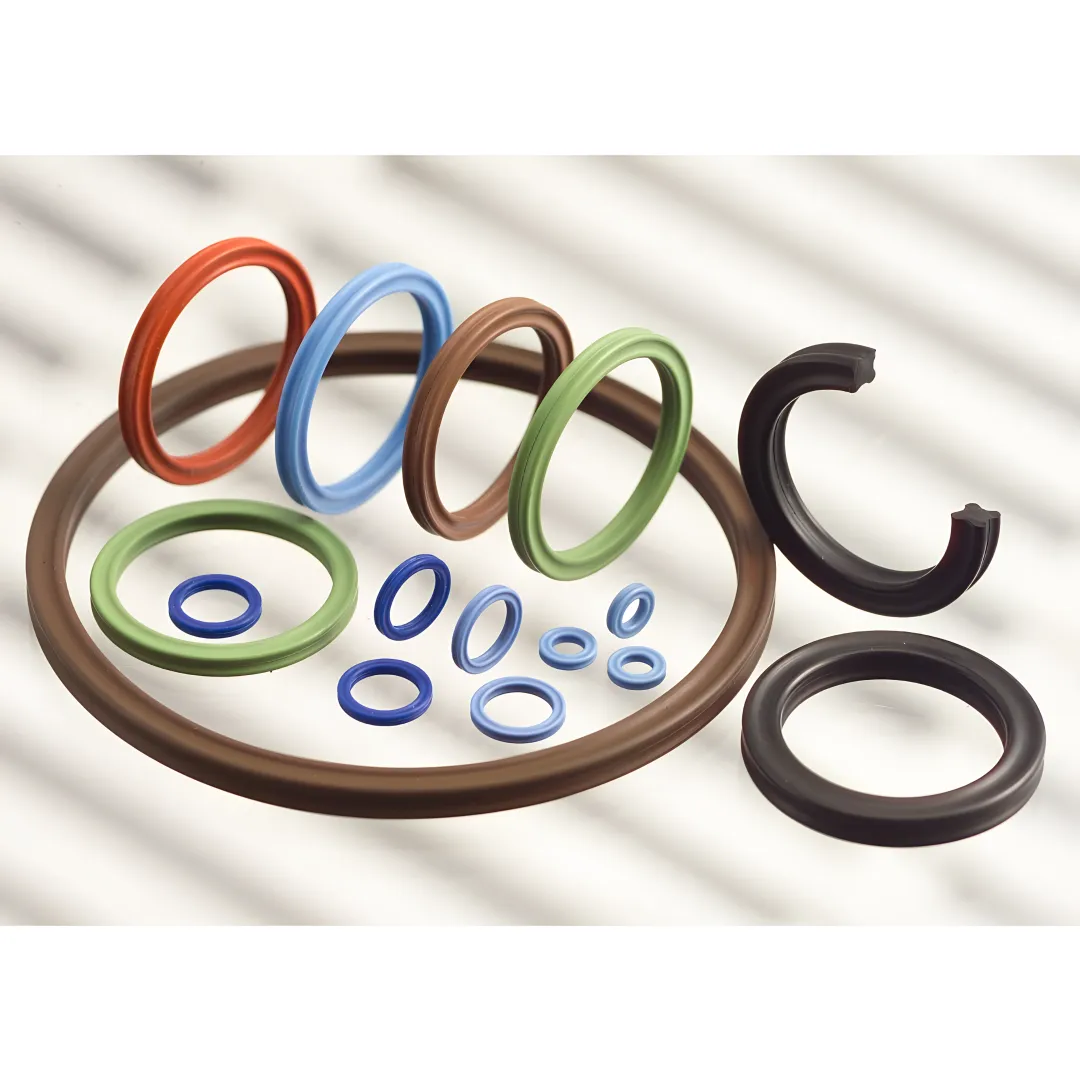 X-ring and quad ring seals arranged on a technical surface showing four-lobed cross-section profile