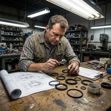 Engineer inspecting custom rubber seal components