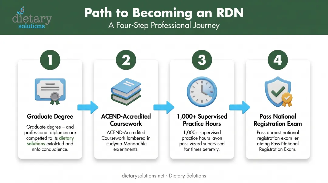 Four-step RDN credentialing pathway from degree to national exam