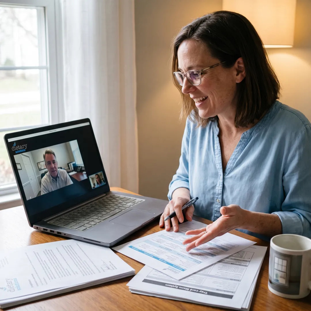 Dietitian reviewing dietary operations online