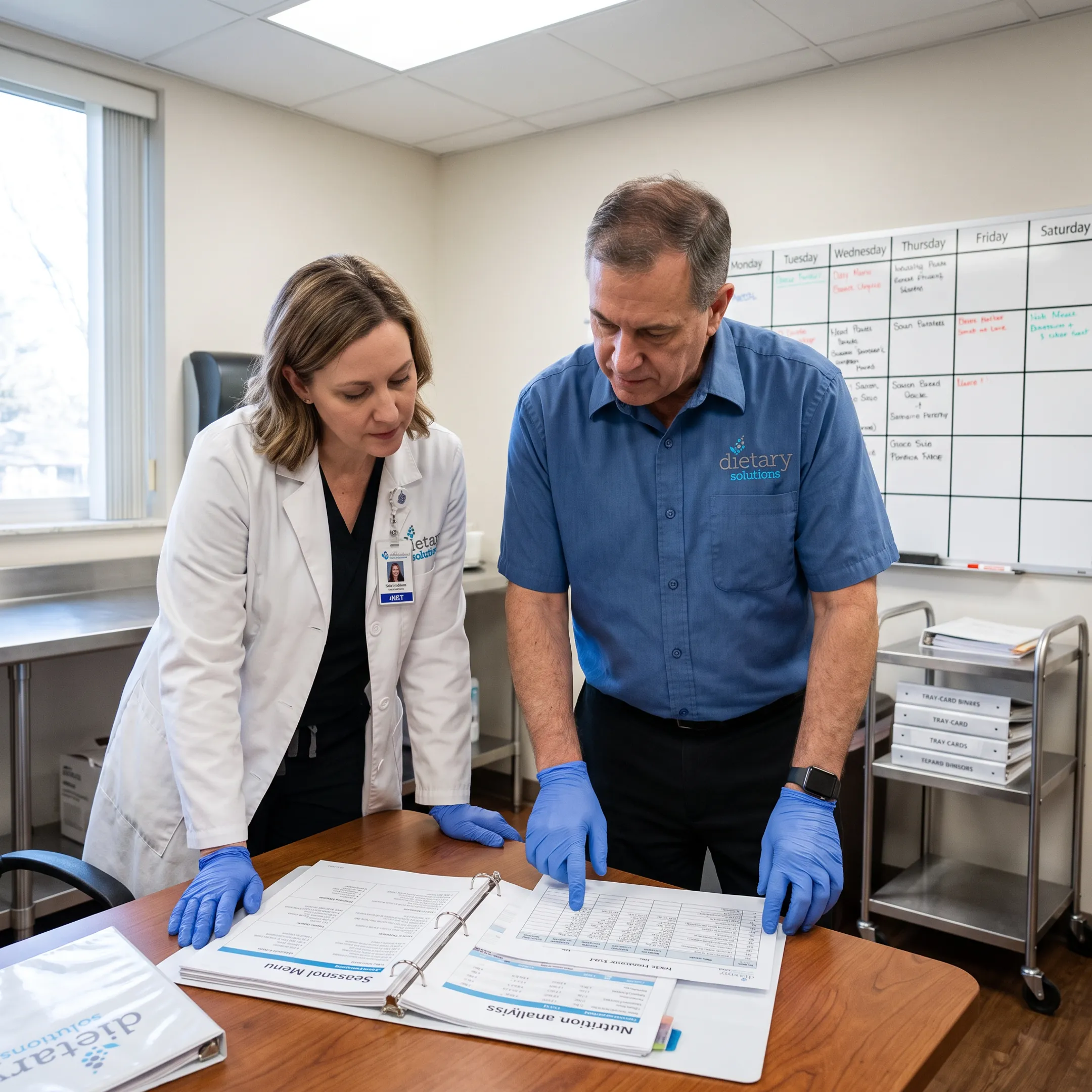 Dietitian reviewing a facility menu