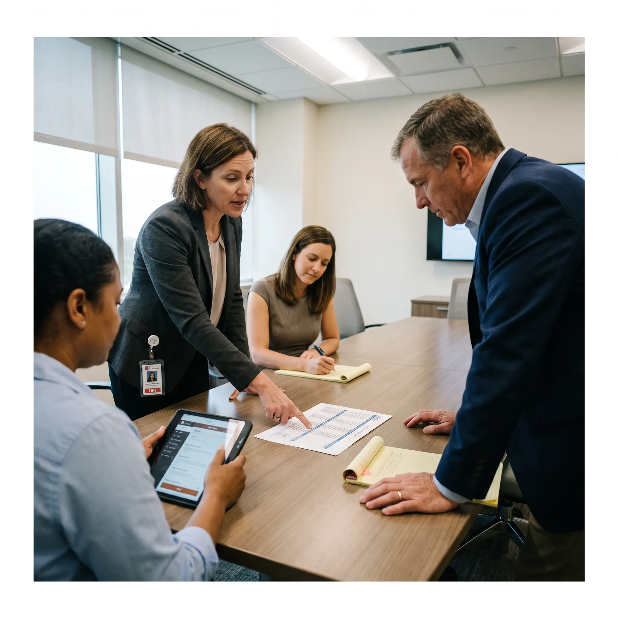 Dietitian consulting with healthcare facility staff