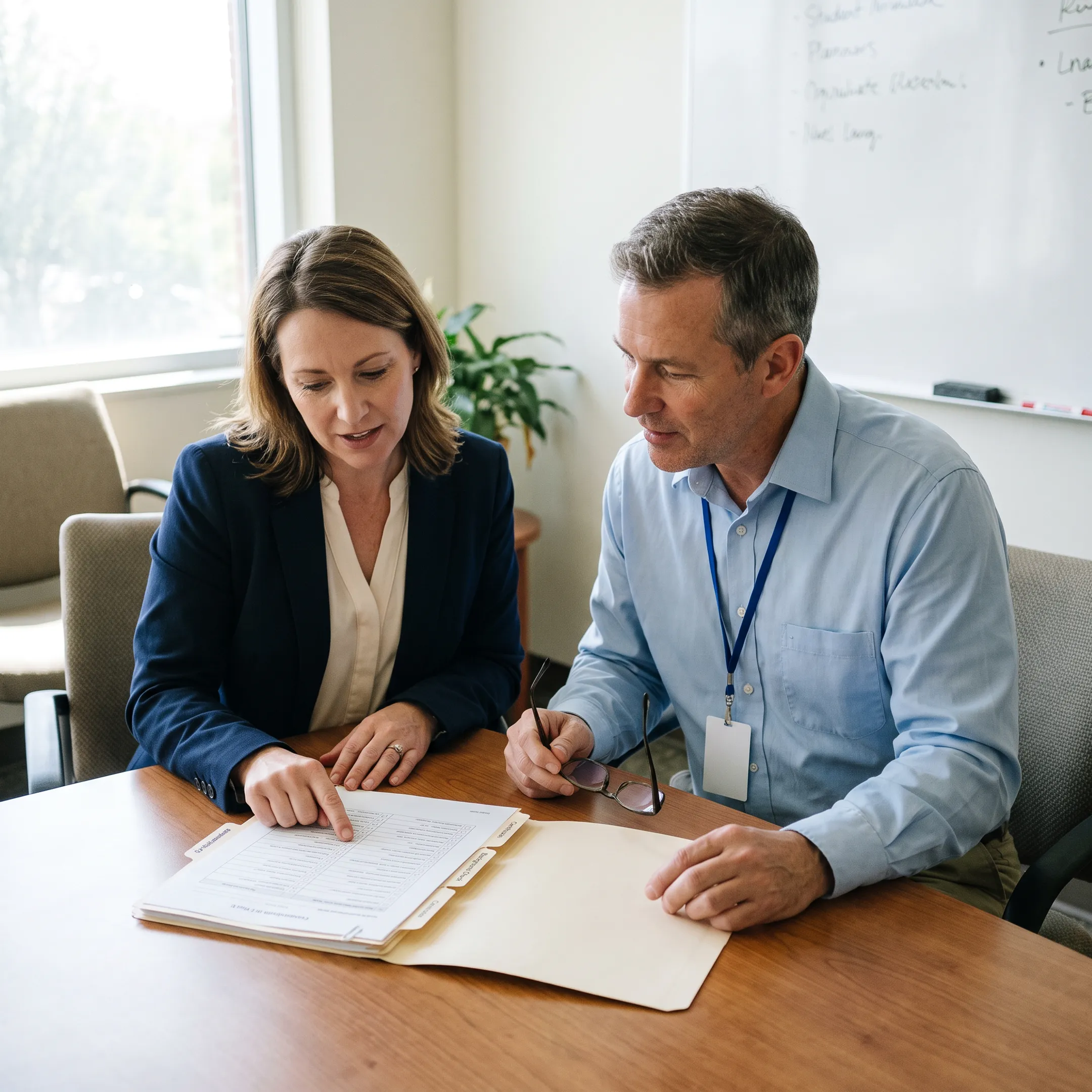 Nutrition professional reviewing staffing documents