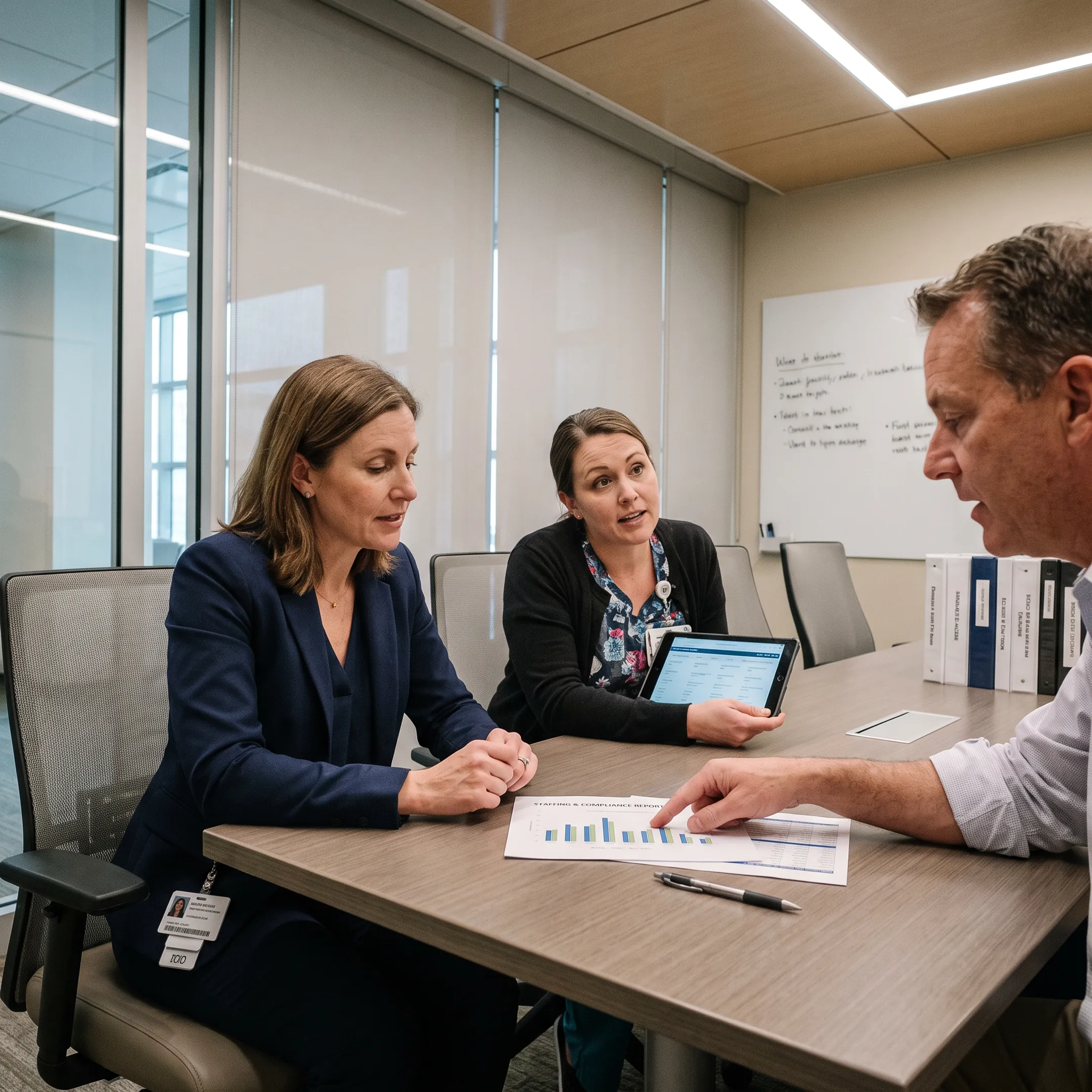 Nutrition professional consulting with facility leadership