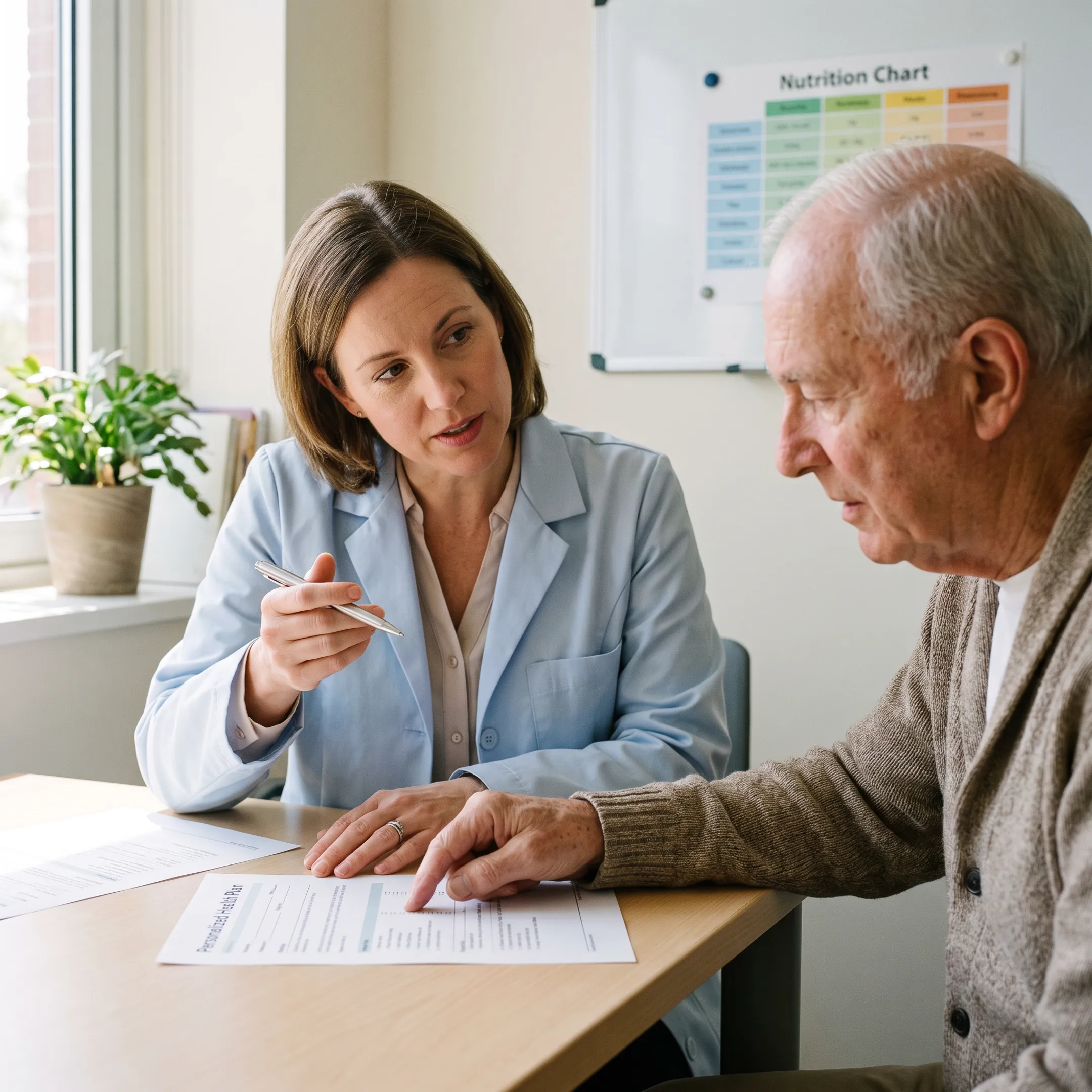 Nutrition consultant reviewing a personalized health plan with a client
