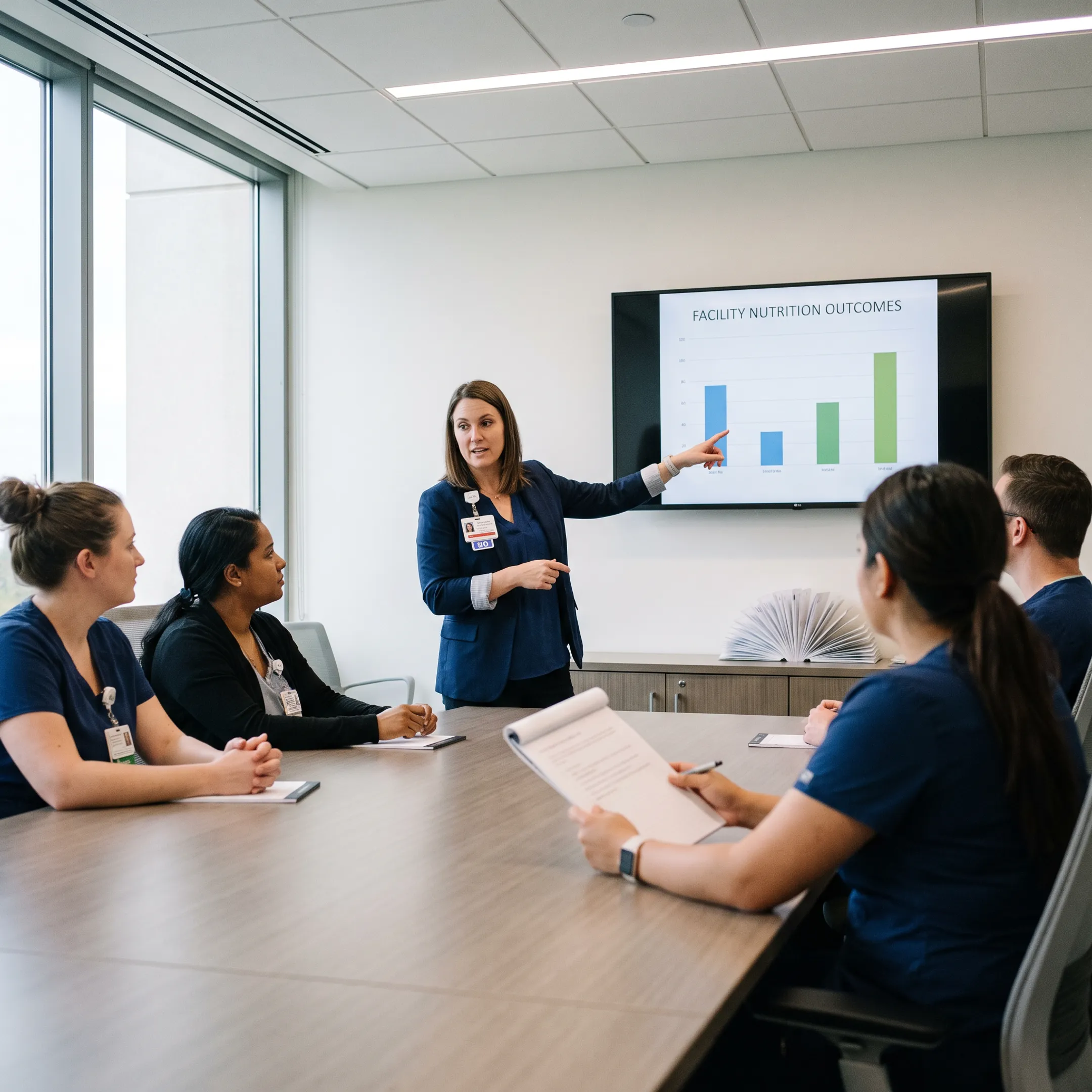 Registered dietitian presenting a nutrition education session to corporate employees