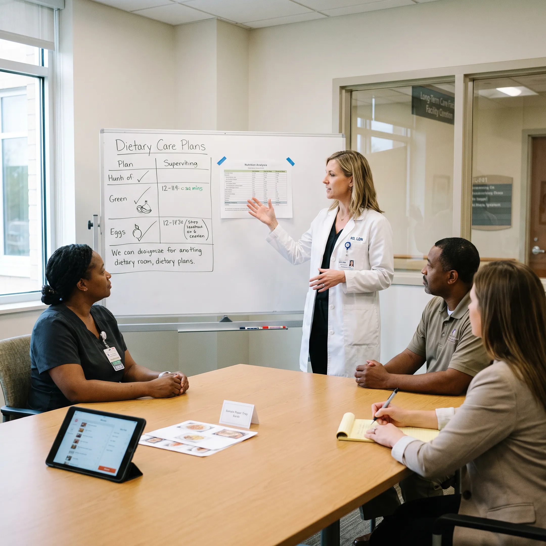 Nutrition professional leading a corporate employee wellness coaching session