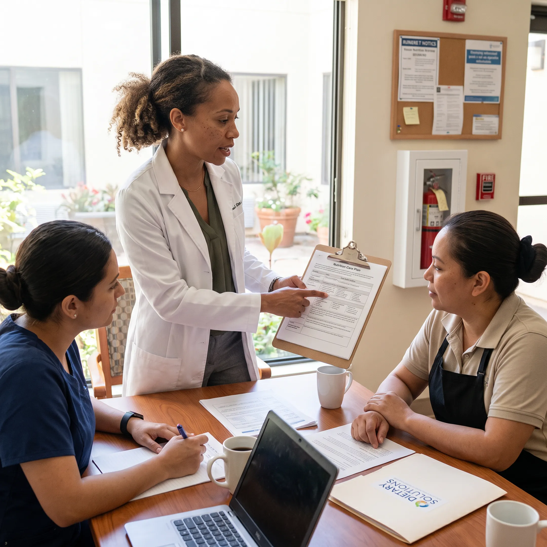 Dietitian consulting with a healthcare team