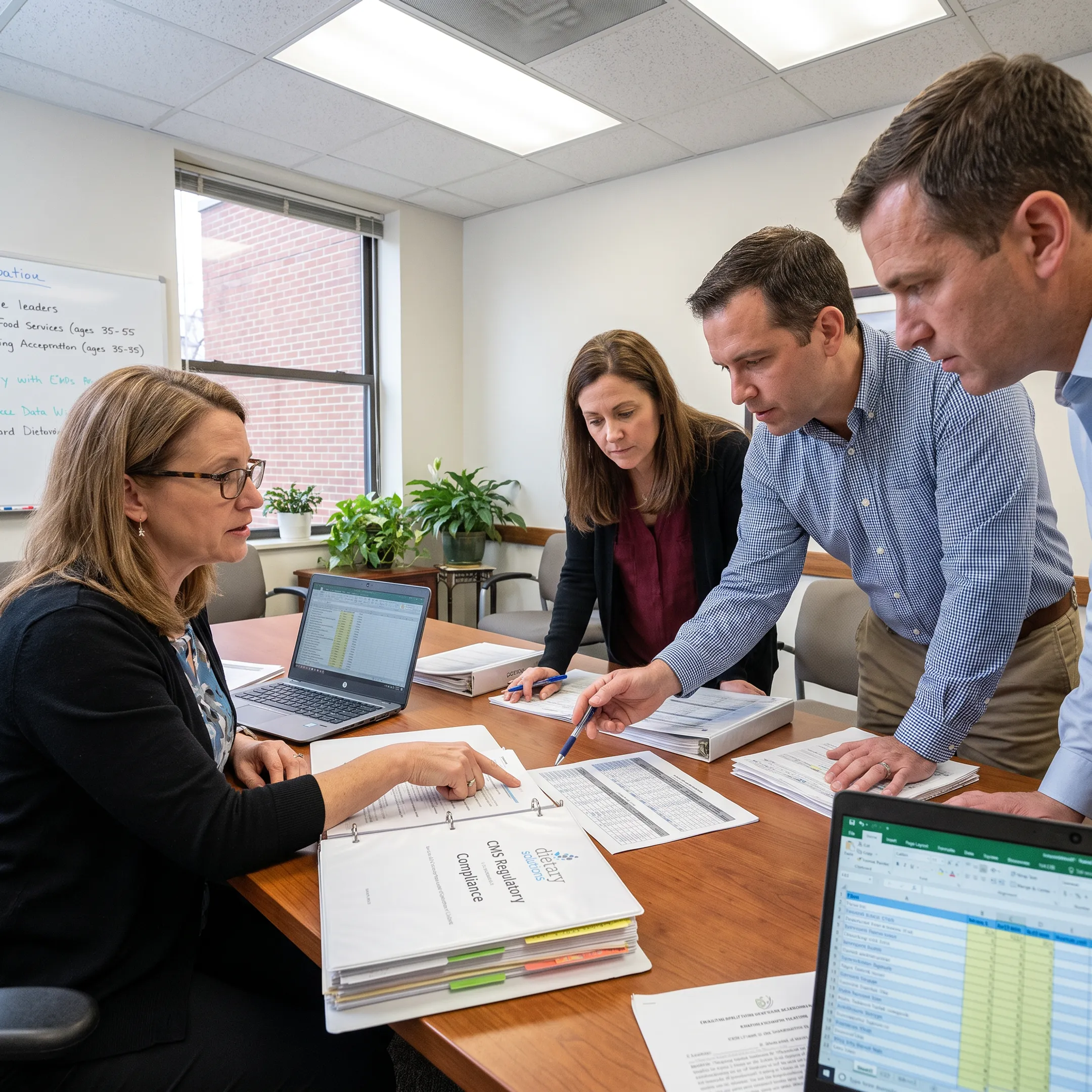 Dietitian consulting with a healthcare facility team