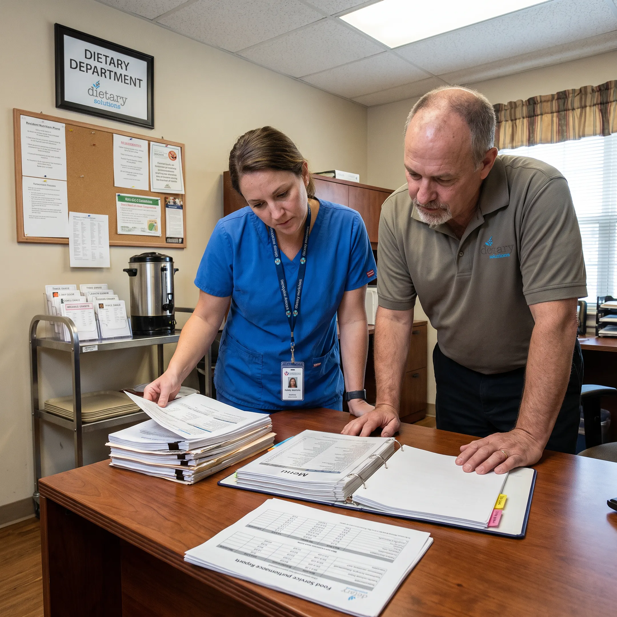 Dietitian reviewing a facility nutrition plan