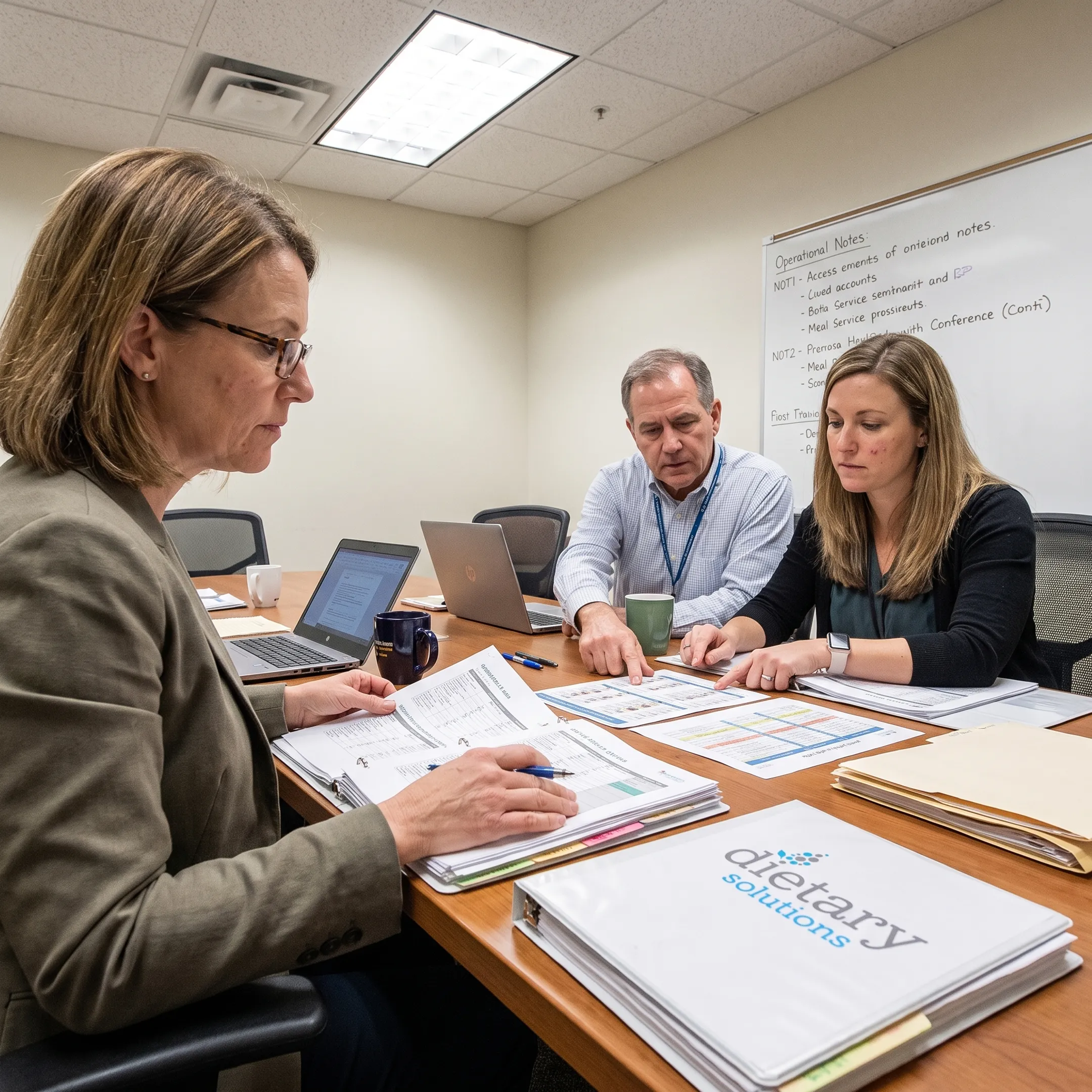 Dietitian consulting with healthcare facility team
