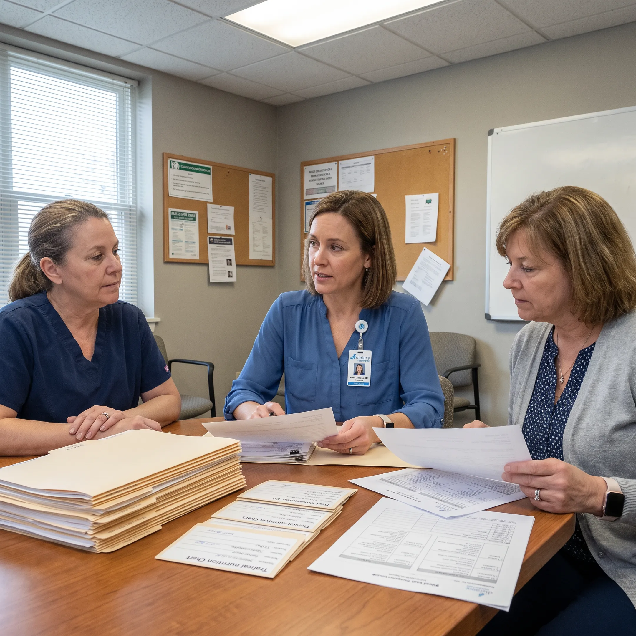 Registered dietitian consulting with healthcare staff
