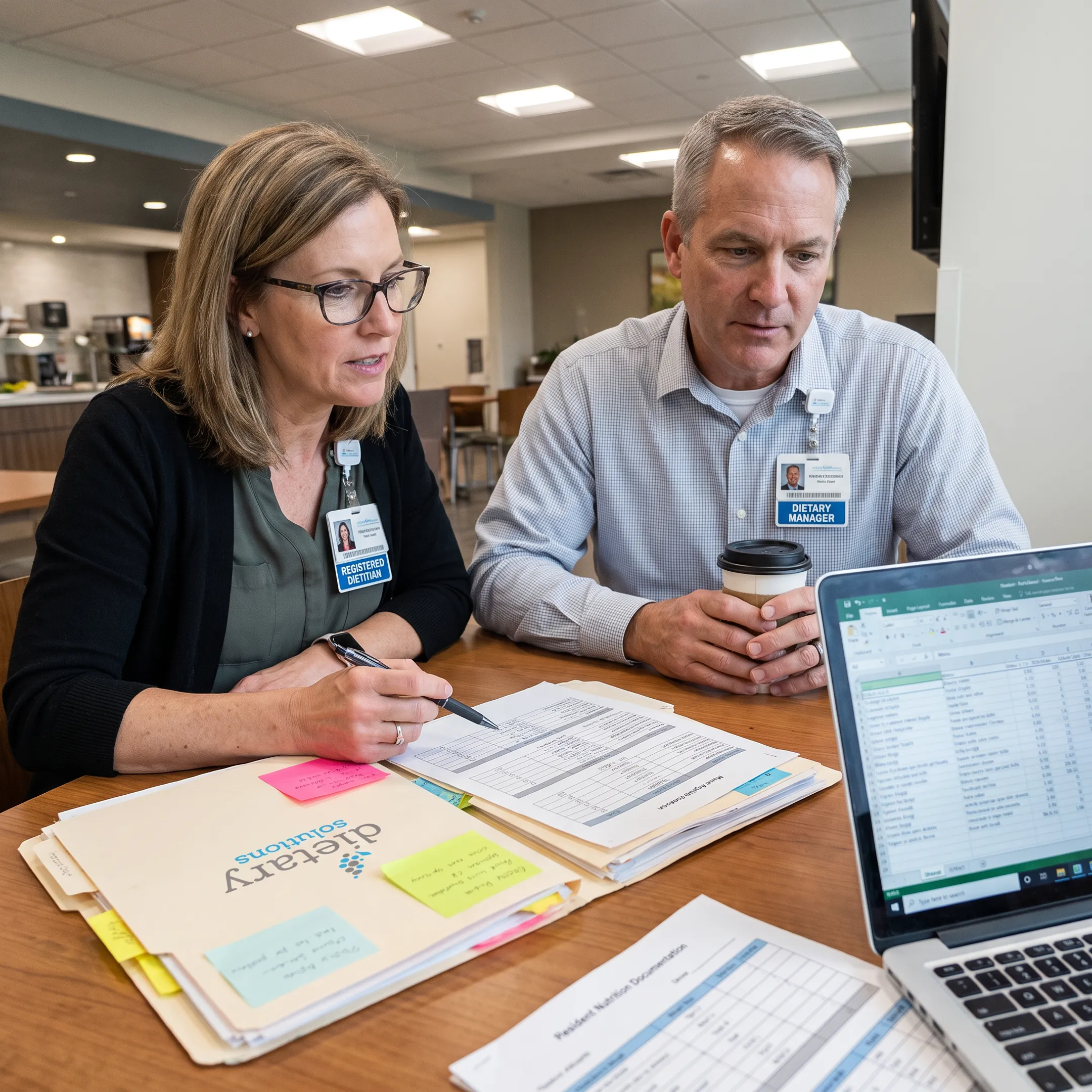 Dietitian reviewing a facility nutrition program