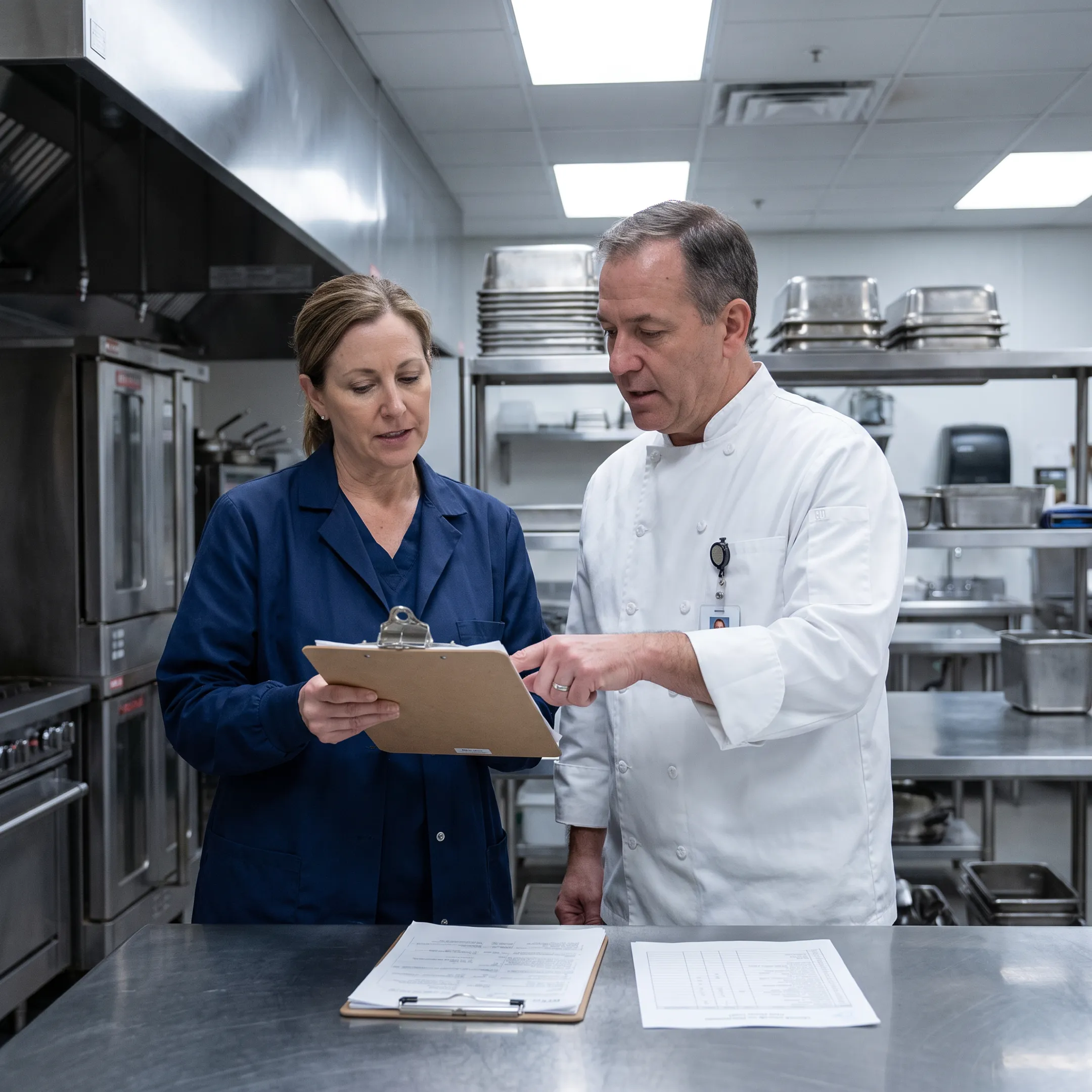 Healthcare dietary team reviewing a patient meal plan