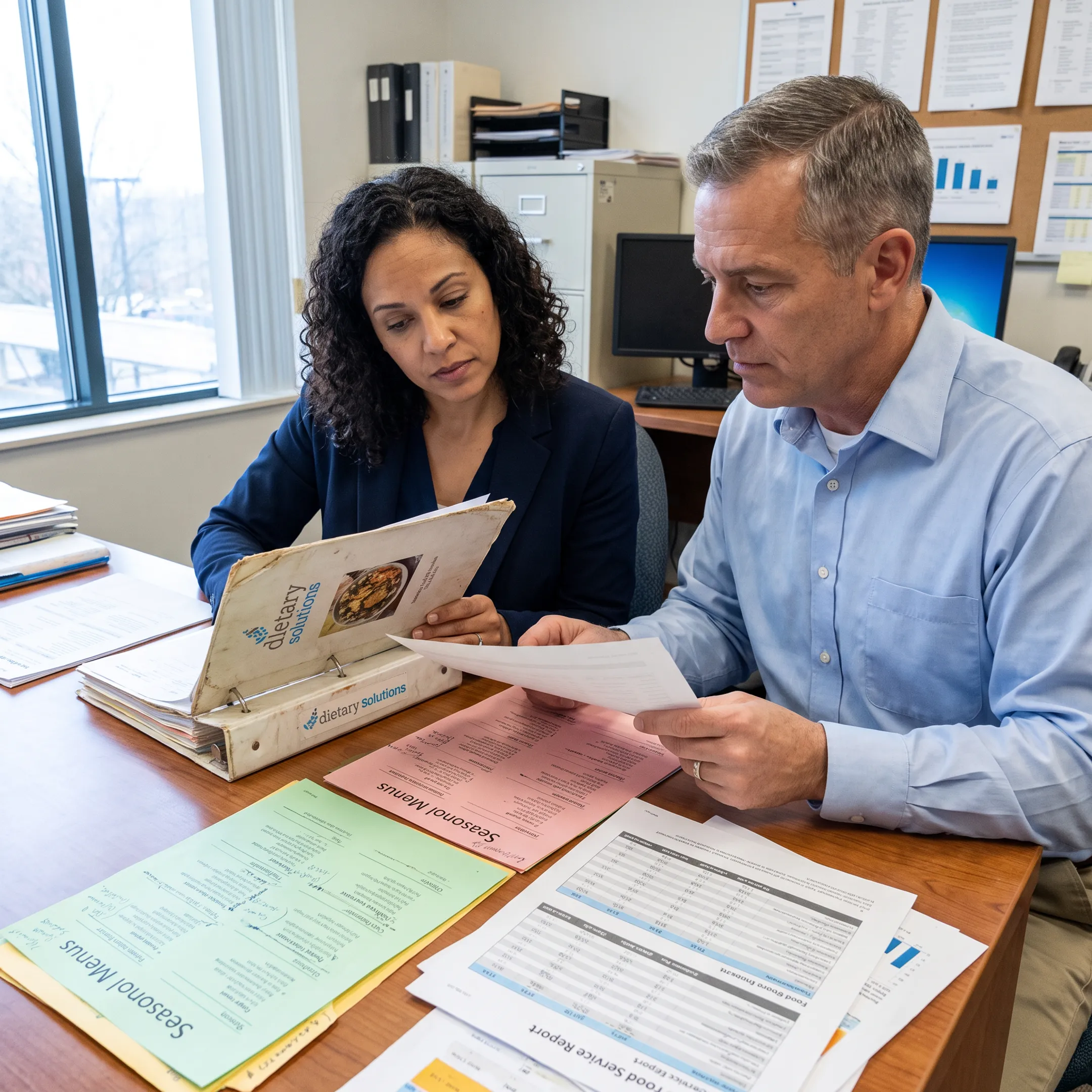 Nutrition professional reviewing a facility menu