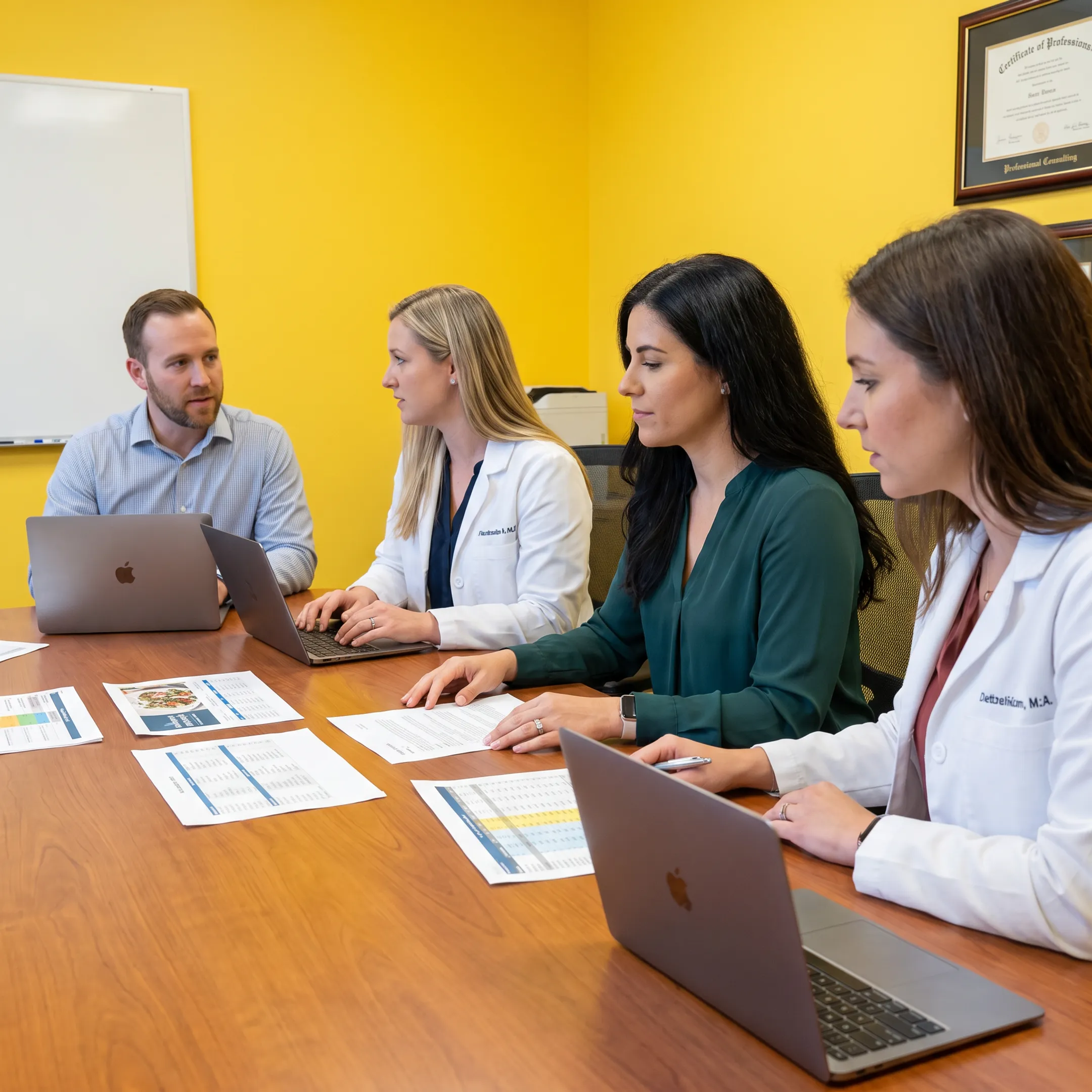 Nutrition professionals discussing consulting options and operational costs