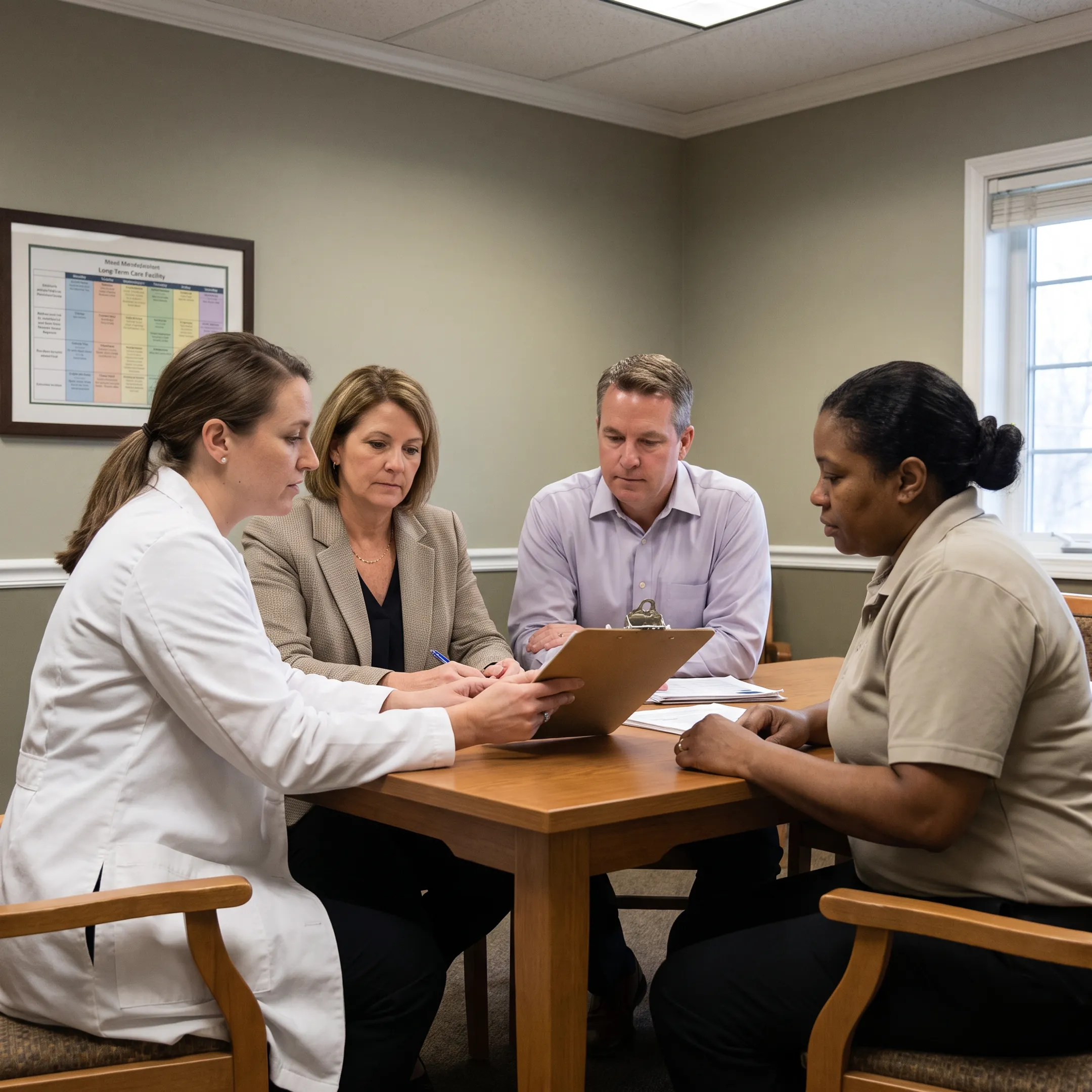 Dietitian collaborating with long-term care facility team