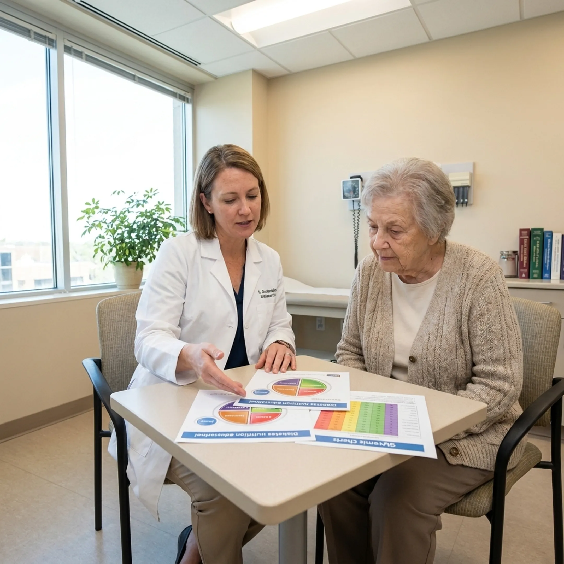 Dietitian explaining diabetes nutrition strategies