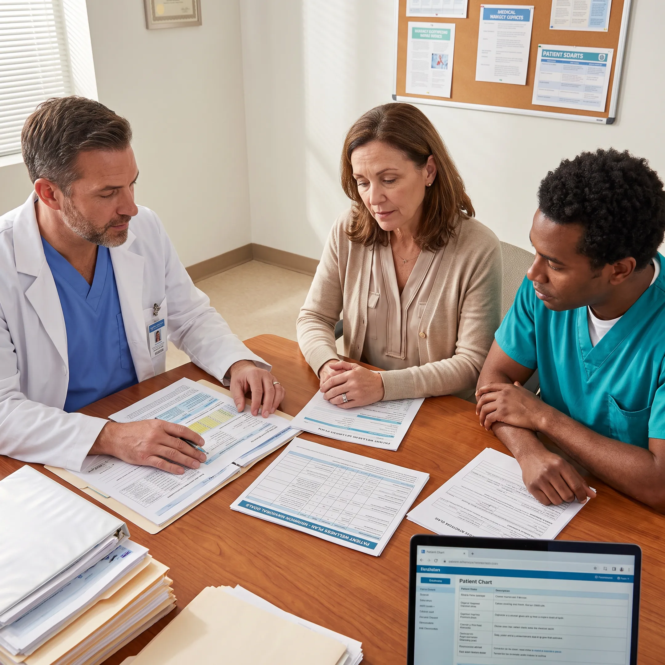 Nutrition consultant reviewing wellness documentation