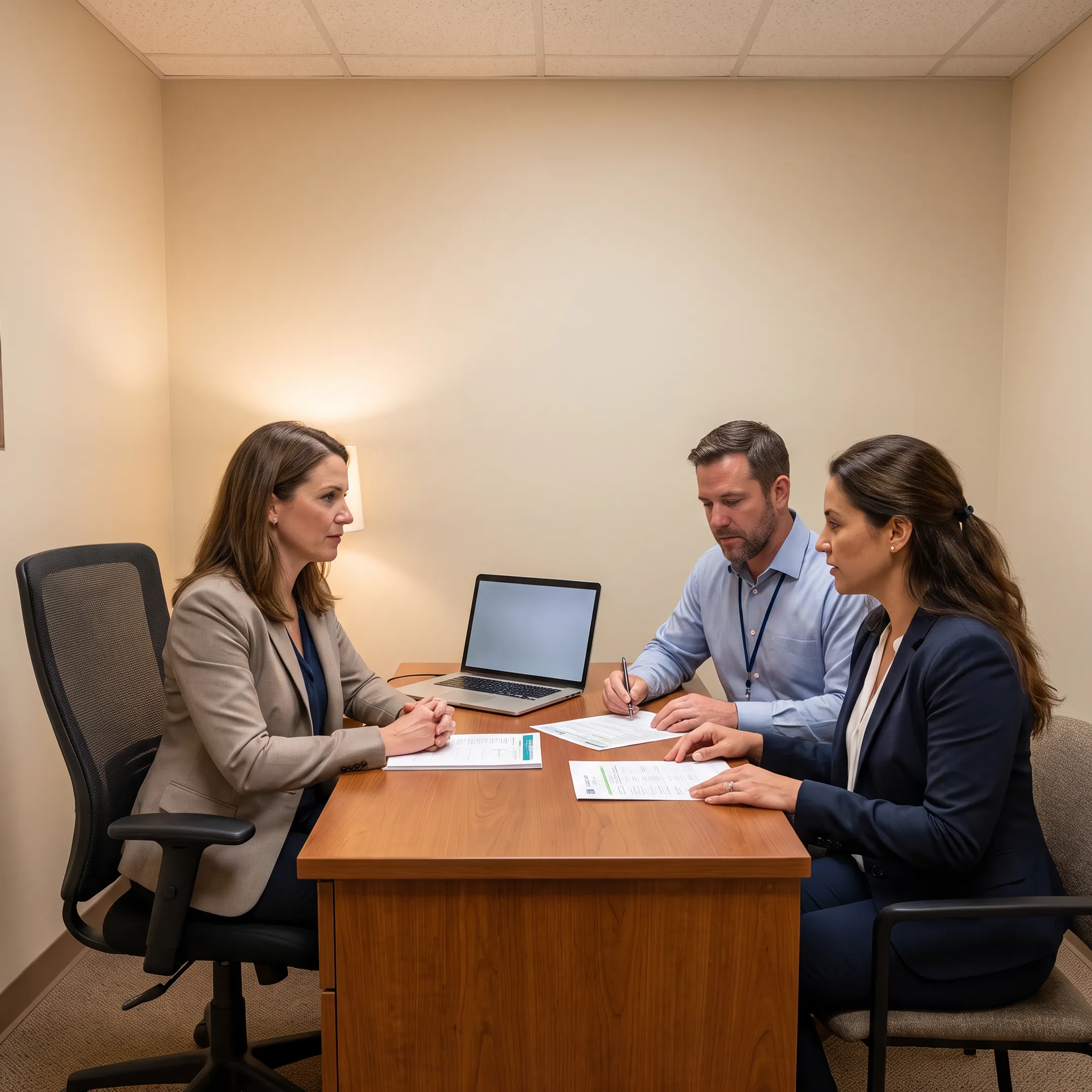 Nutrition consultant reviewing a behavioral health facility meal plan with healthcare staff
