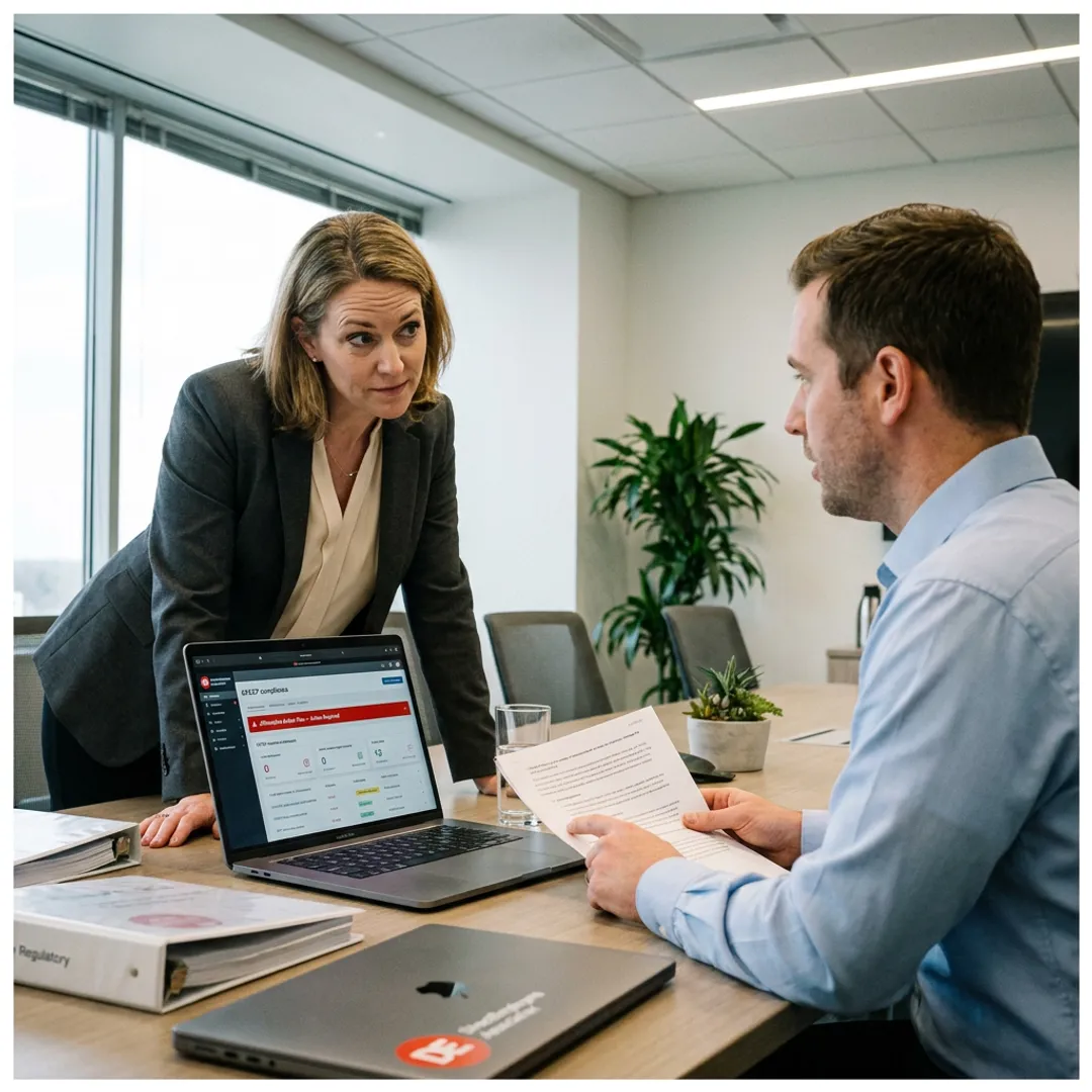 Compliance professionals reviewing regulatory updates