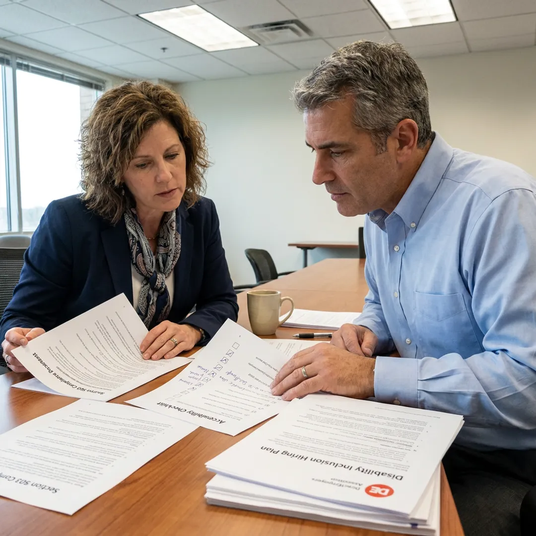 HR compliance team reviewing disability inclusion strategy