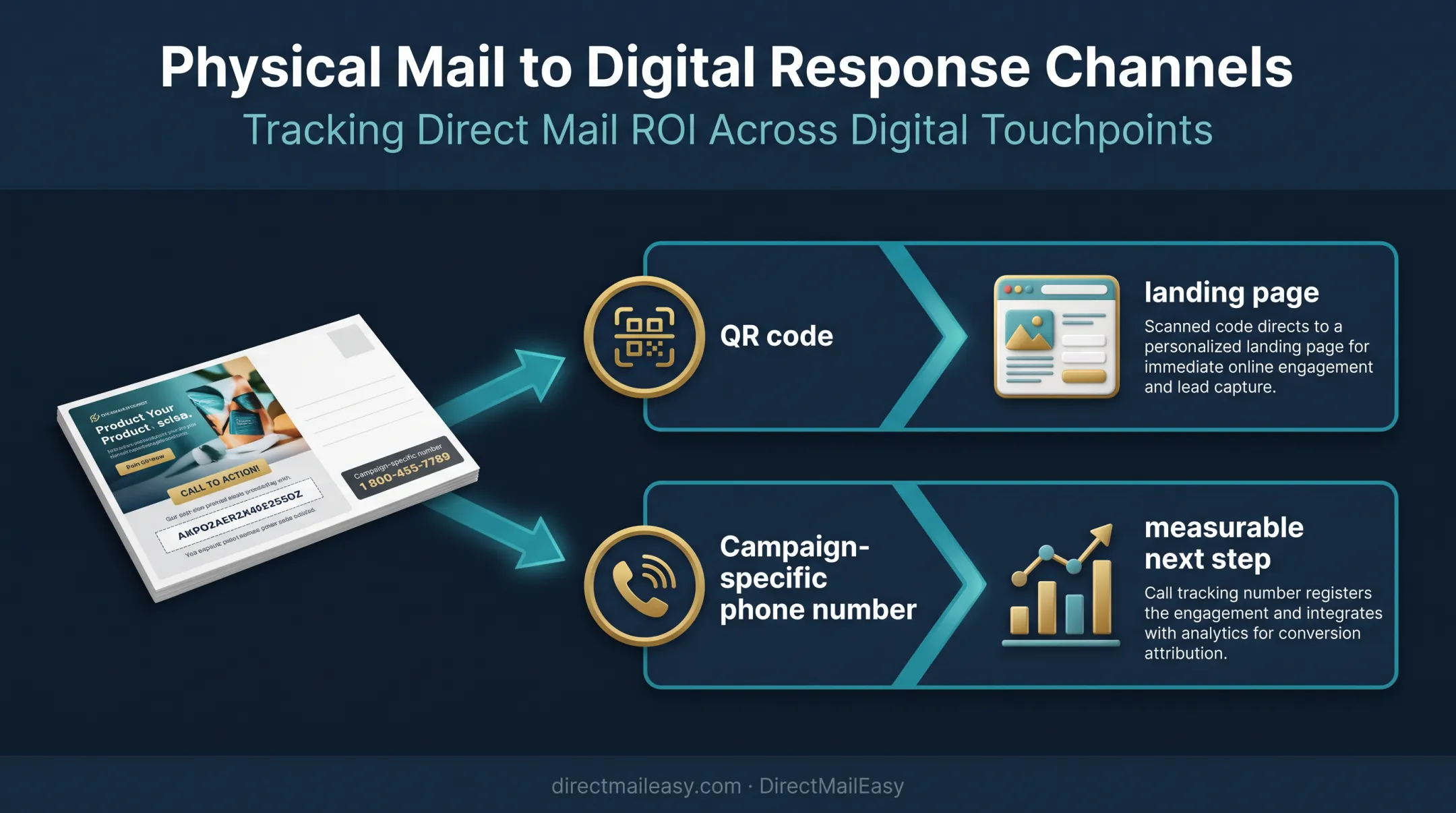 Direct mail and digital response tracking connection infographic