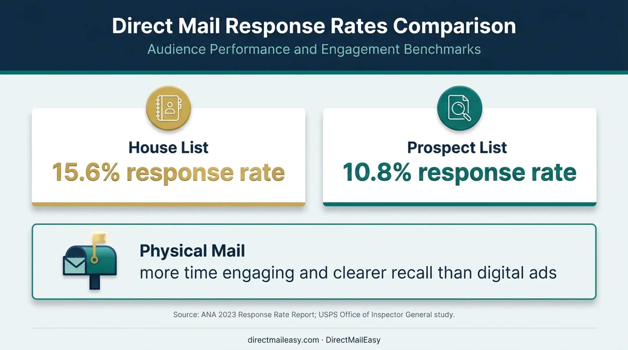 Direct mail response rates comparing house lists and prospect lists