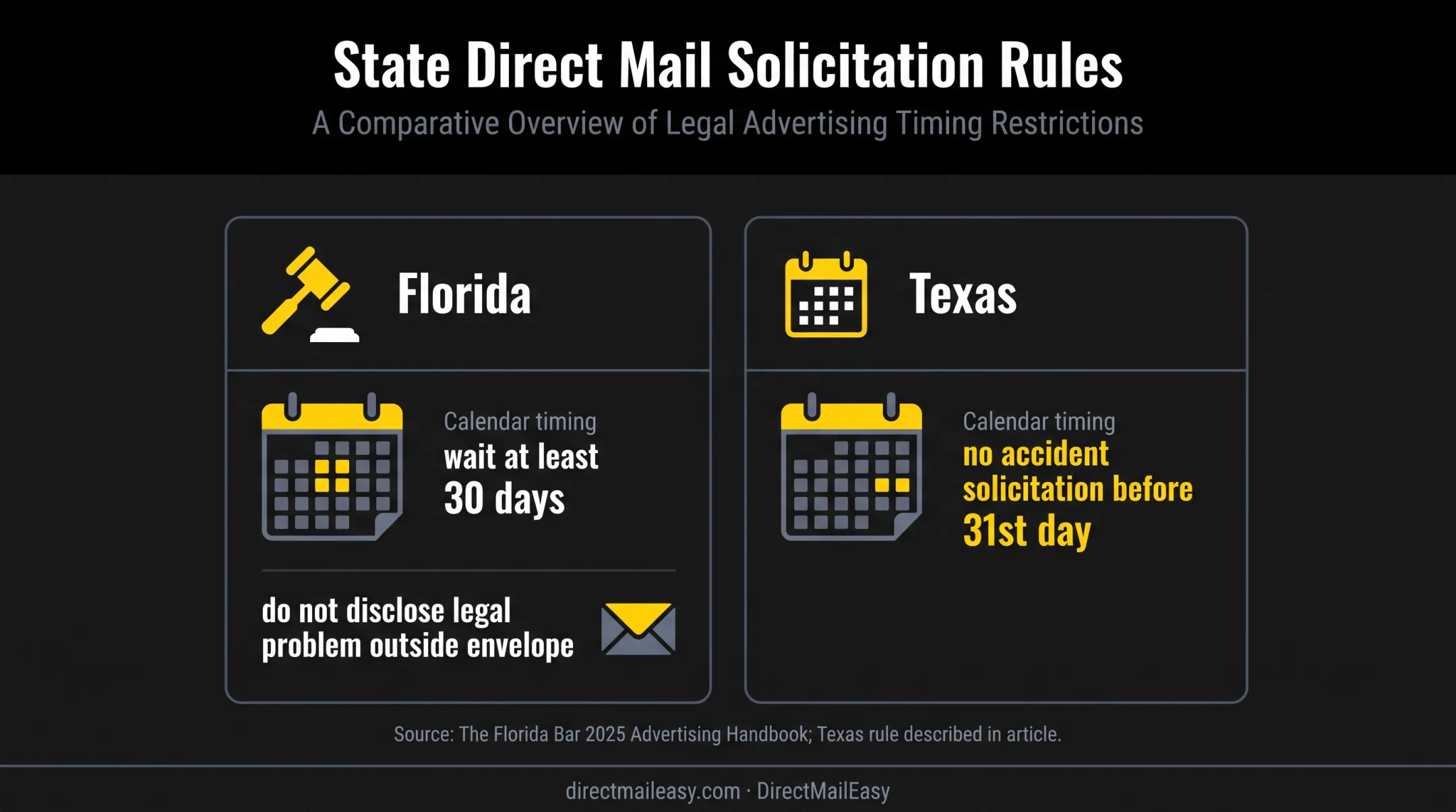 Florida and Texas attorney solicitation waiting period comparison