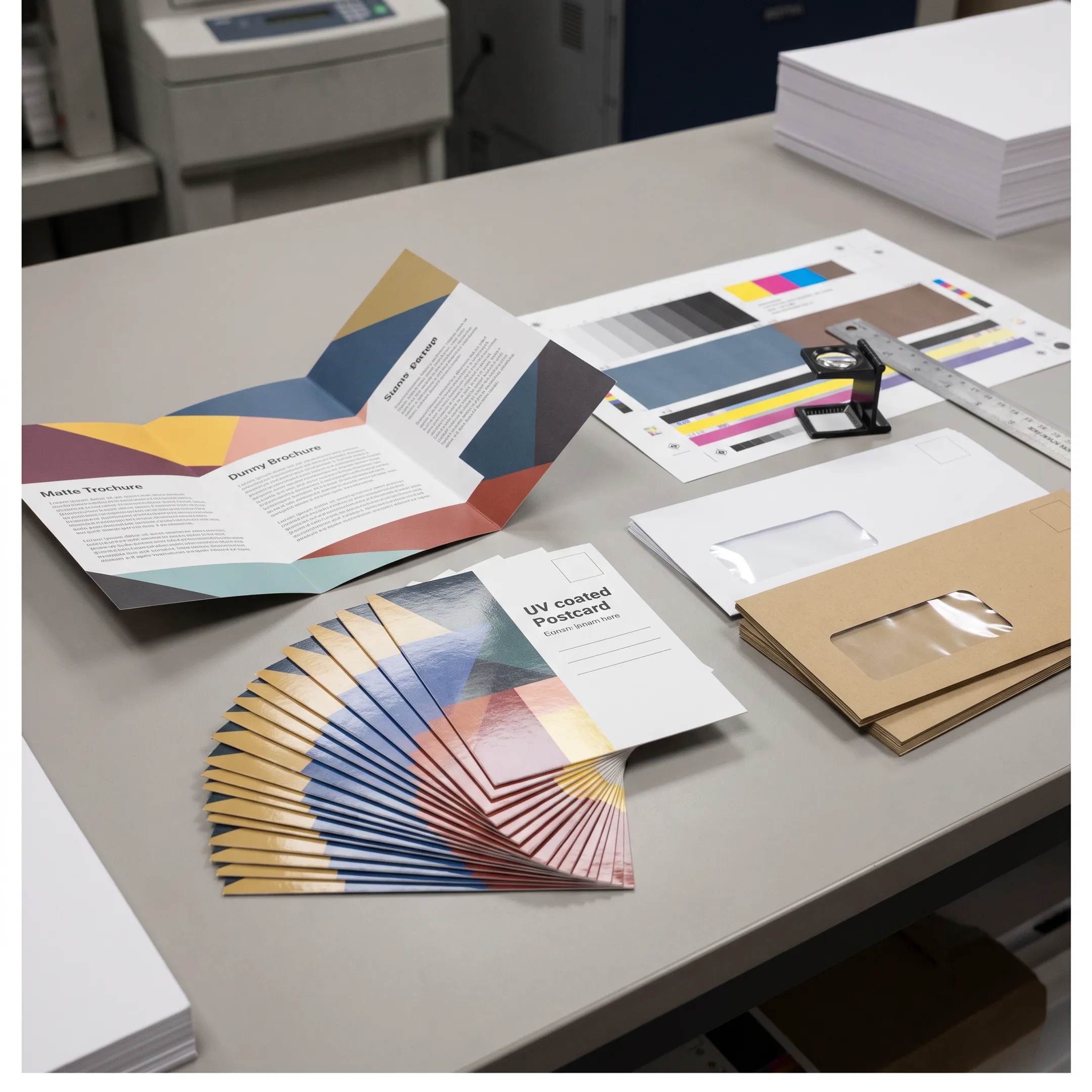 Direct mail campaign materials prepared for mailing