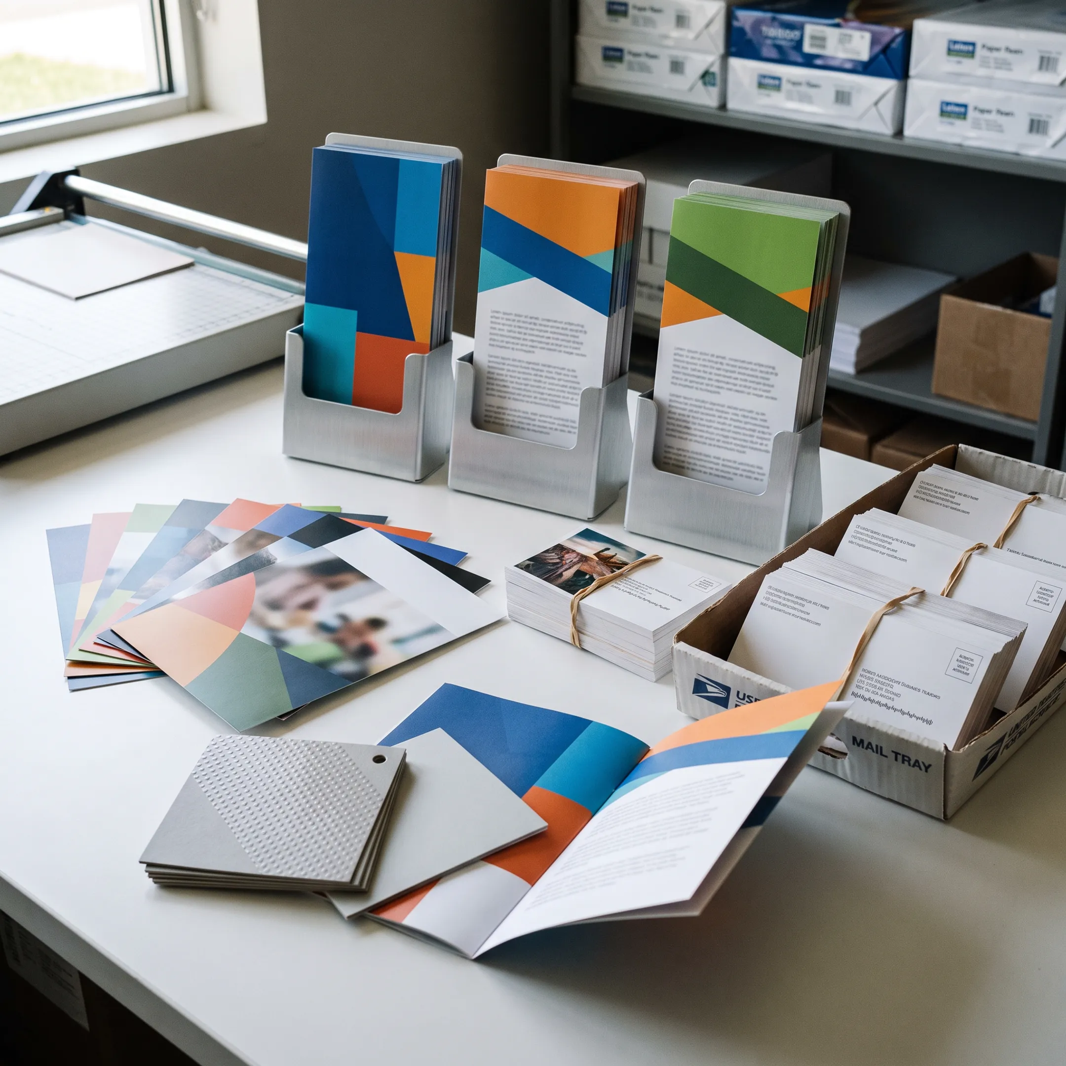 Custom brochure design and printed materials prepared for mailing
