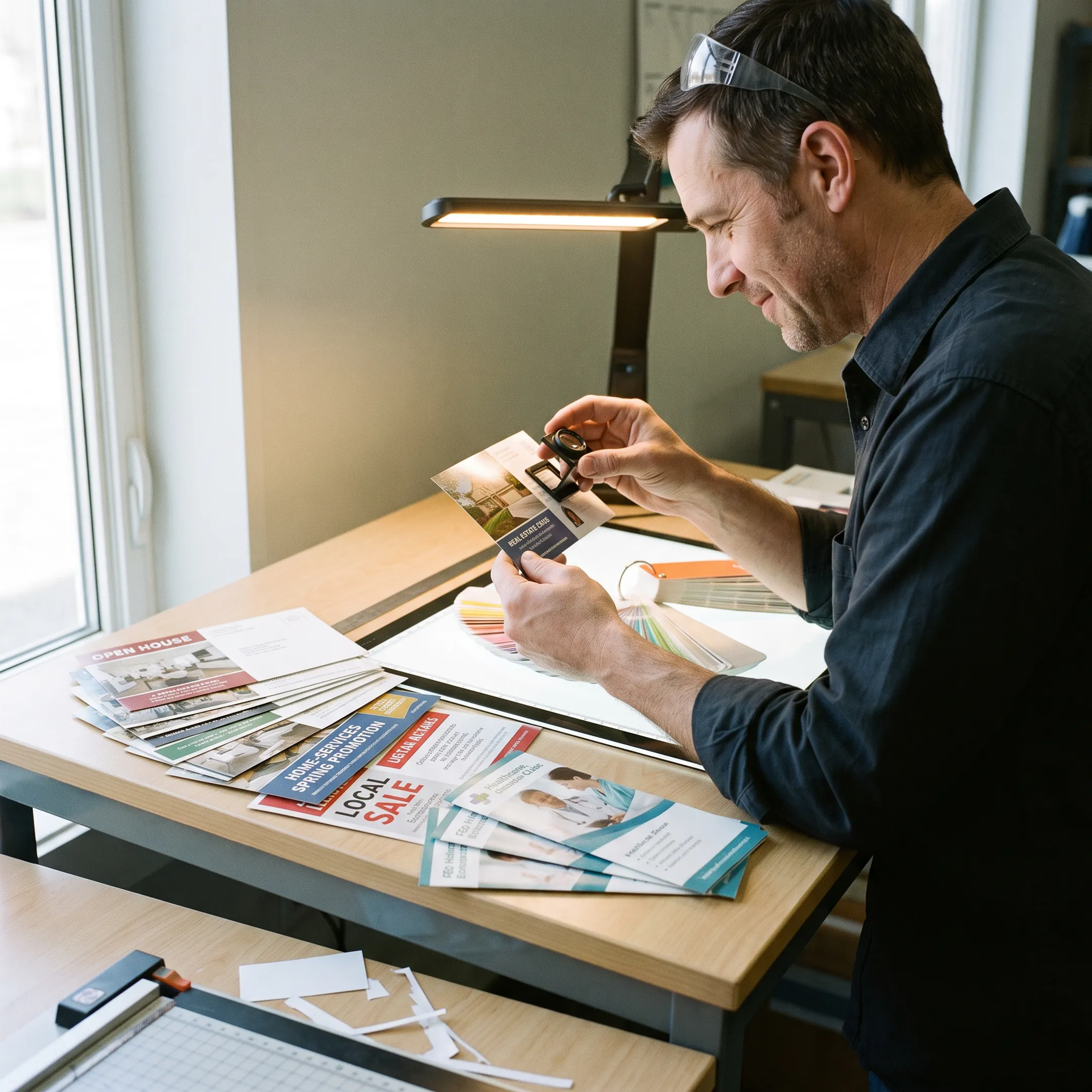 Direct mail postcards and brochures prepared for a Portland business campaign