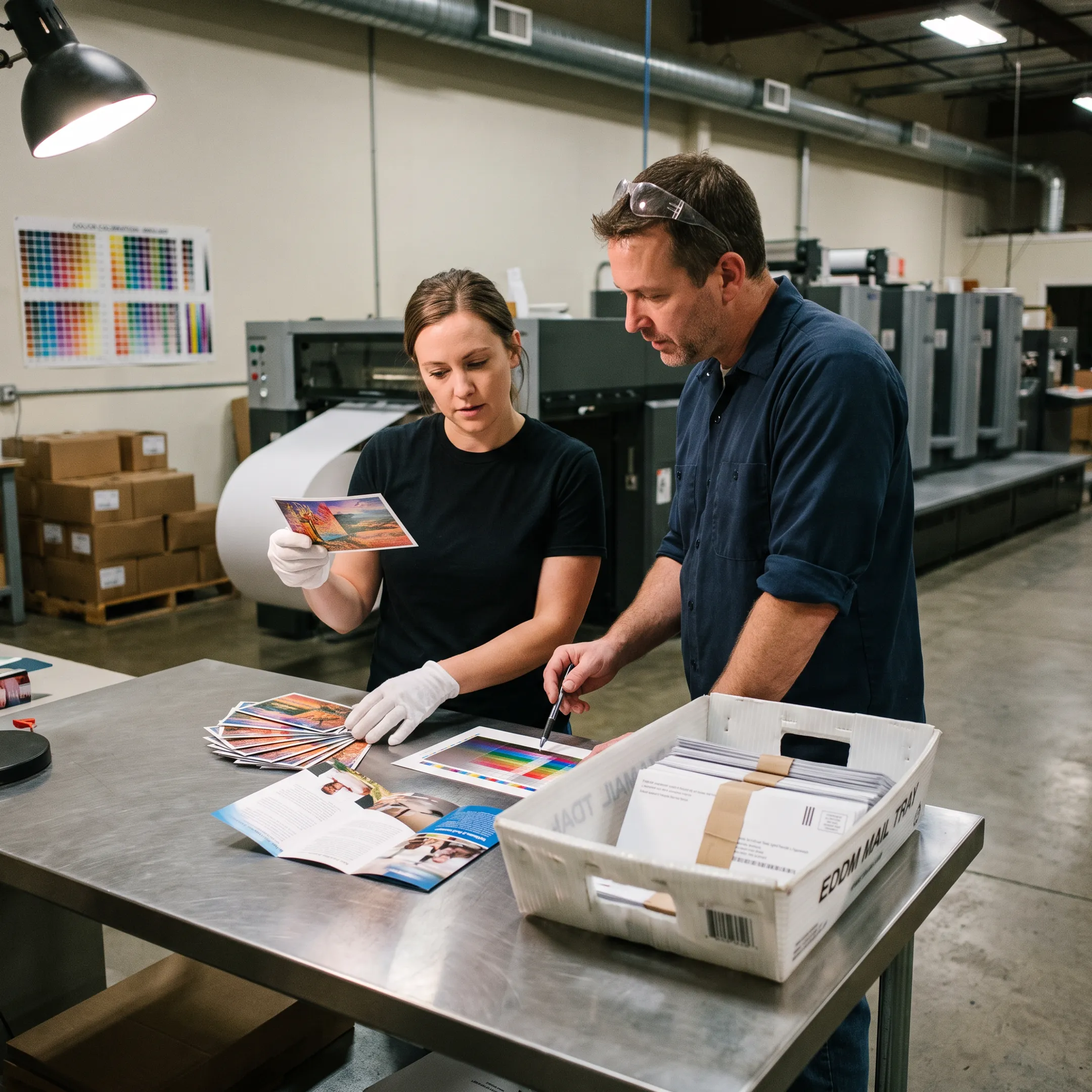 Commercial postcards being prepared for a California direct mail campaign