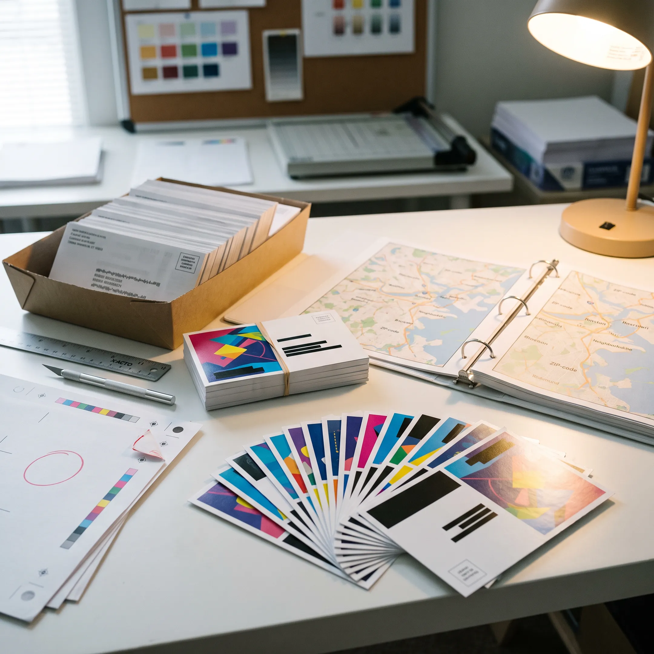 Direct mail postcards prepared for a Boston small business campaign