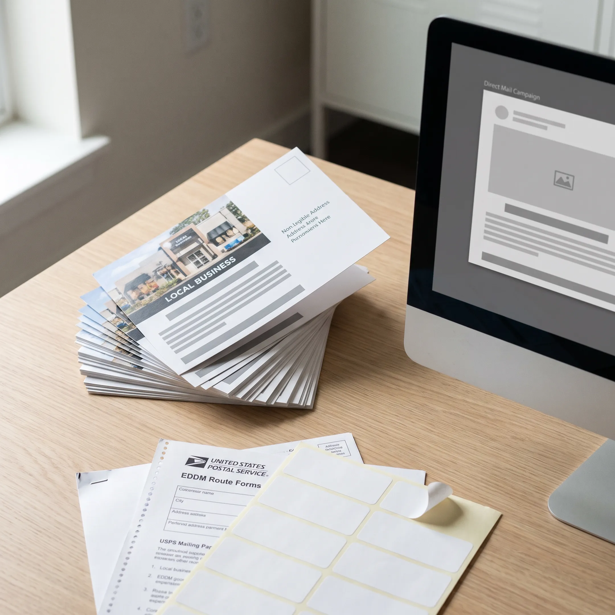 Direct mail postcard design and printing workflow