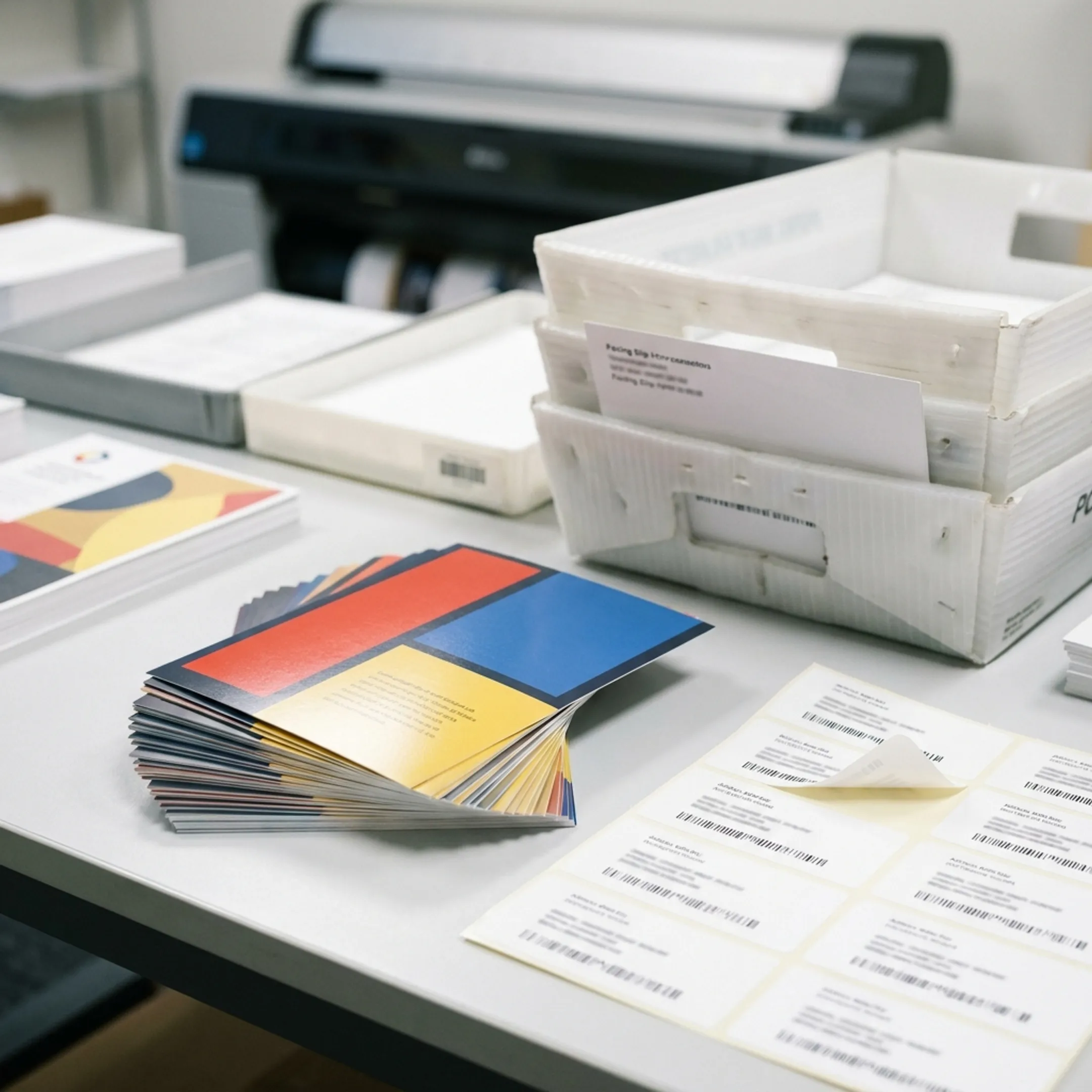 Printed postcard campaign ready for mailing