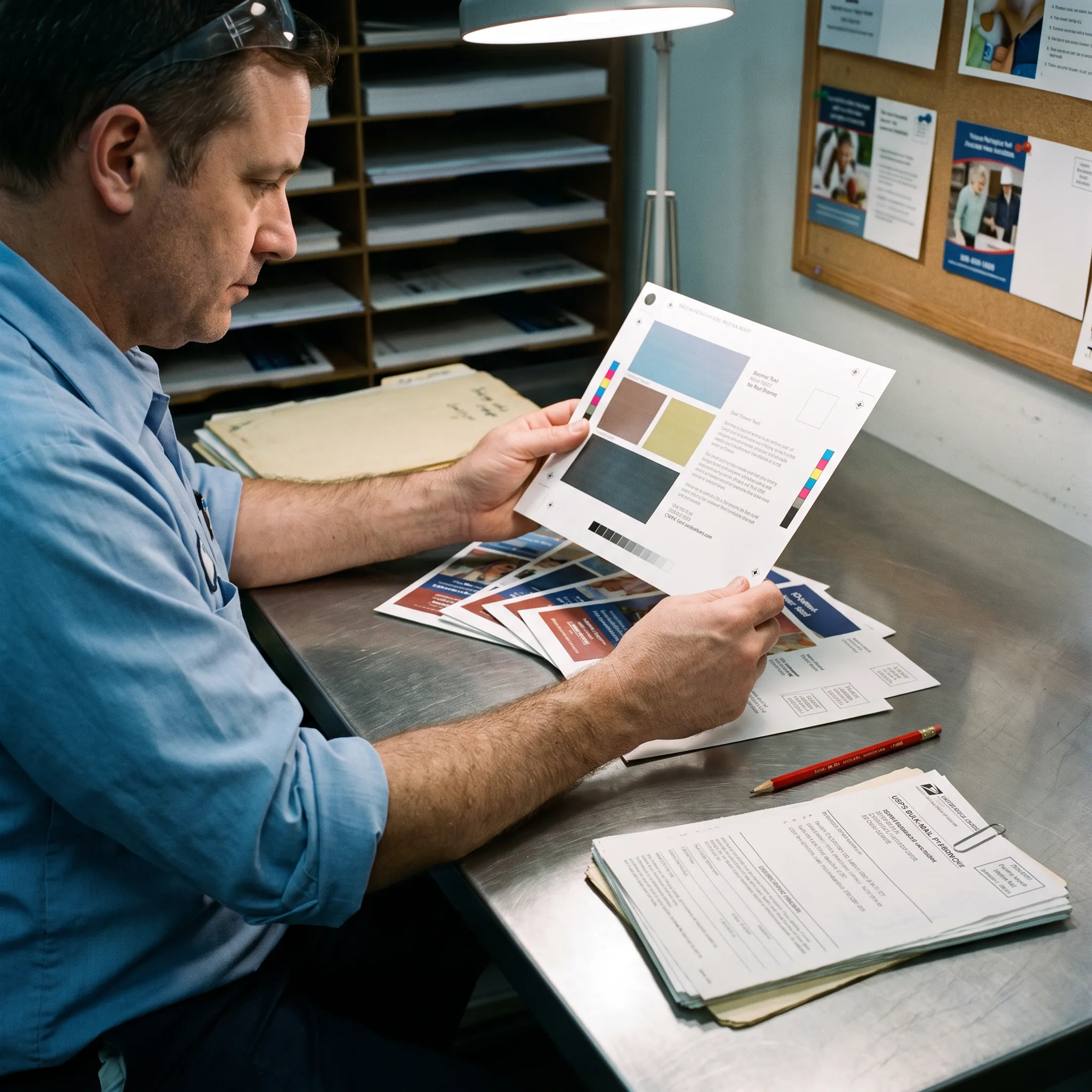 Marketing postcard proof reviewed before commercial printing and USPS mailing