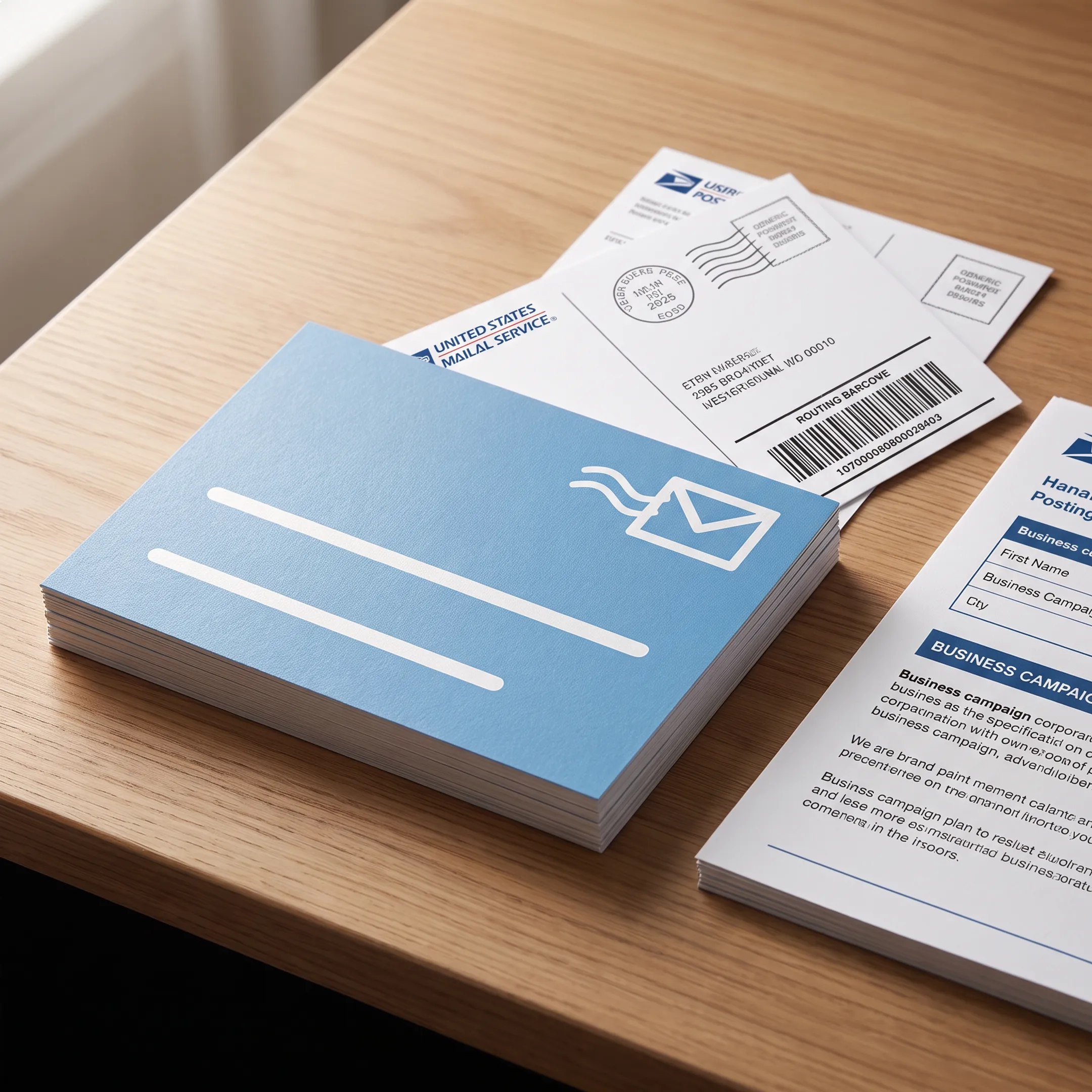 Direct mail postcards prepared for a local business campaign