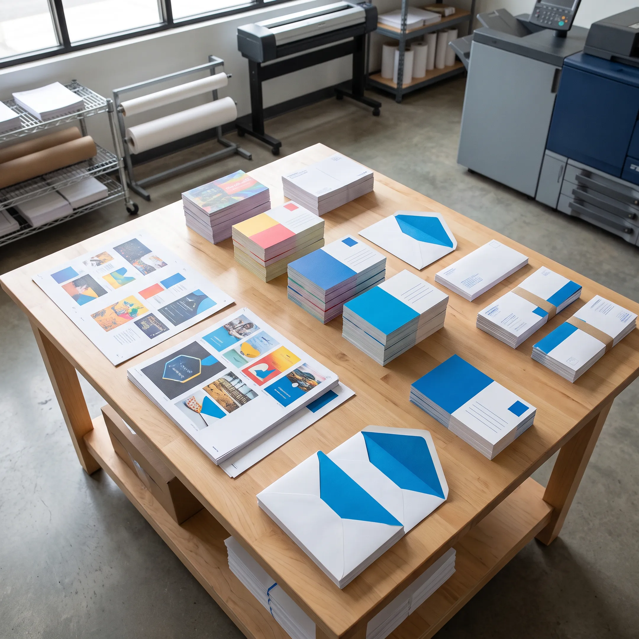 Direct mail postcards being prepared for a Pittsburgh marketing campaign