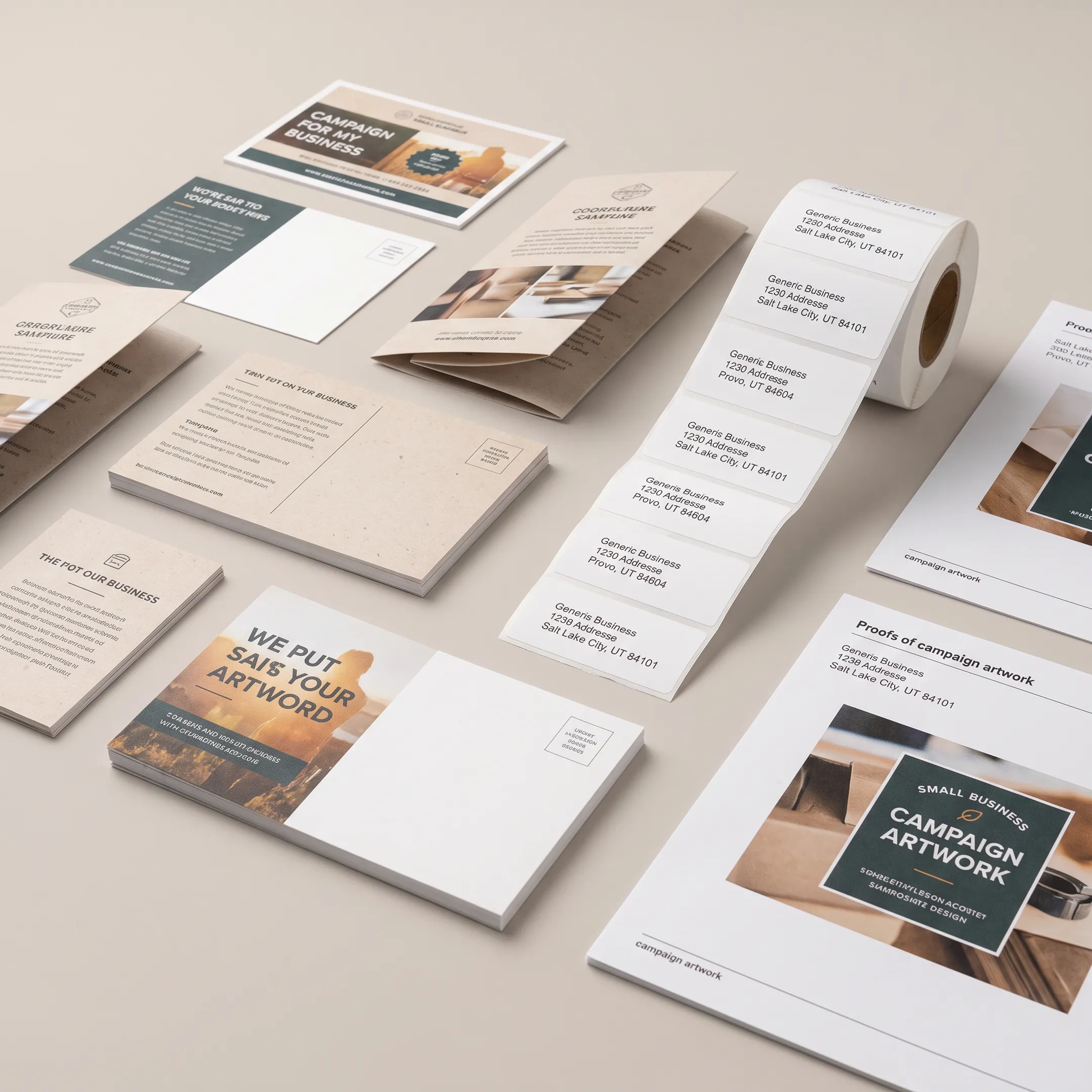 Direct mail campaign materials prepared for a Utah business