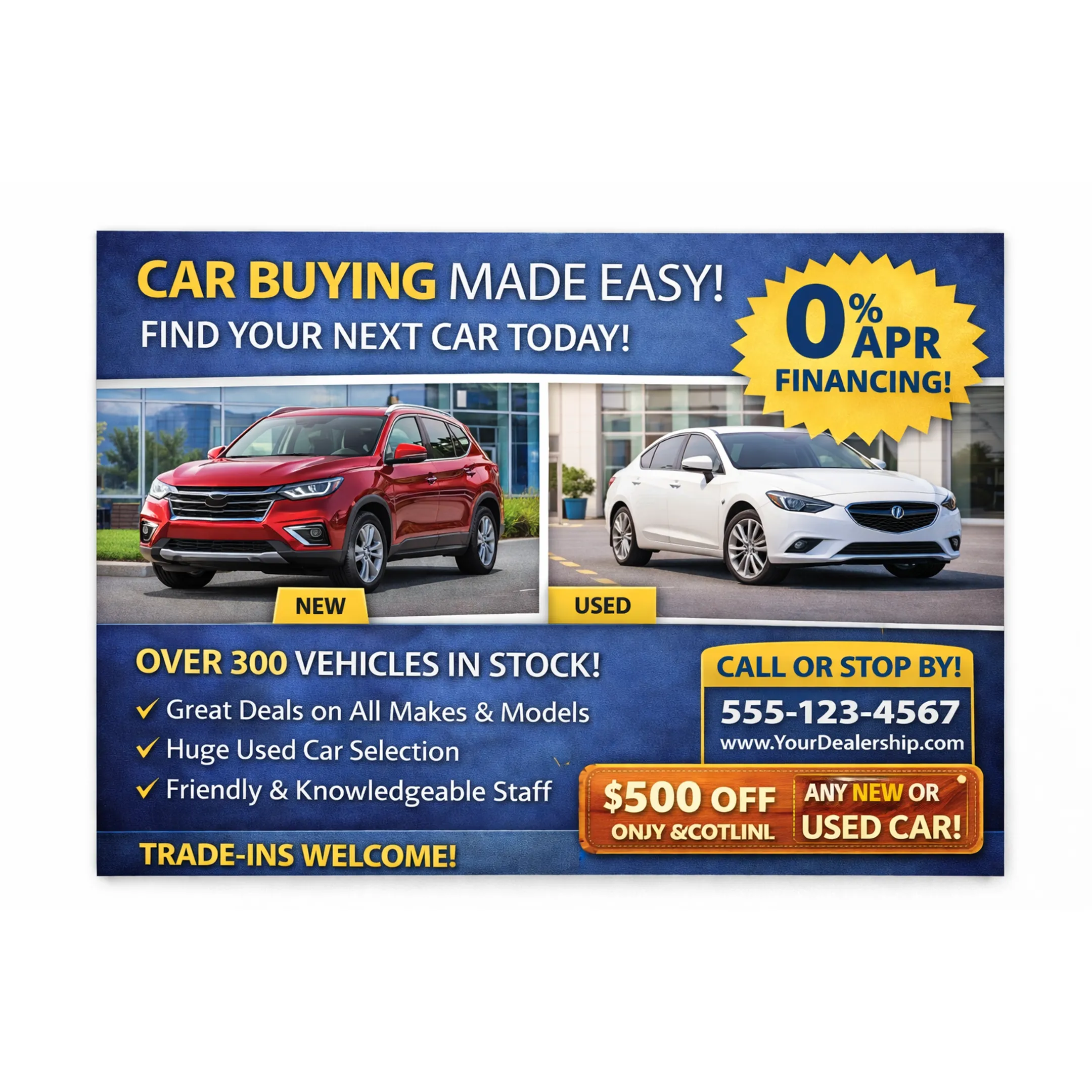 Automotive direct mail marketing postcards stacked for delivery