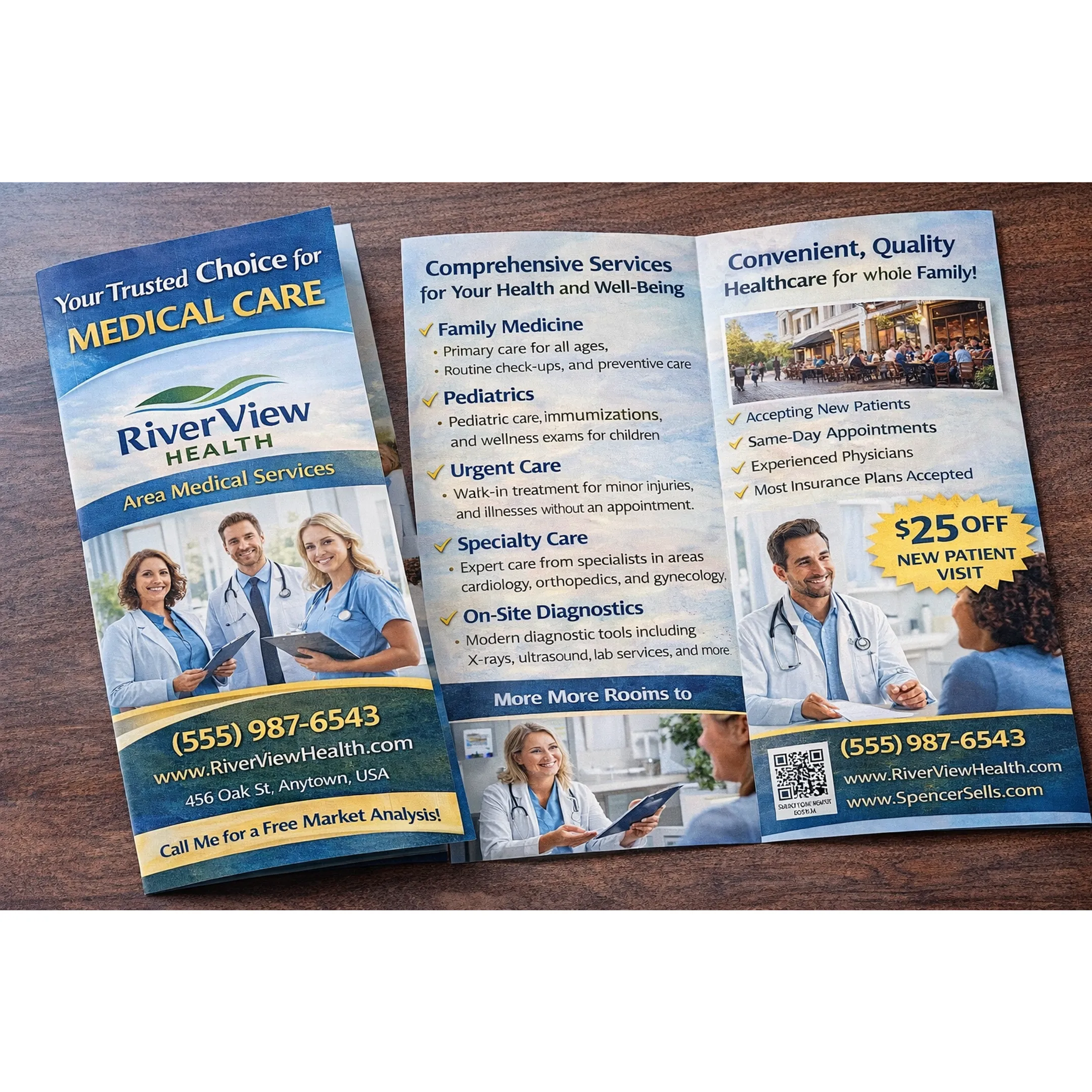 Direct mail specialist inspecting freshly printed marketing postcards before postal preparation.