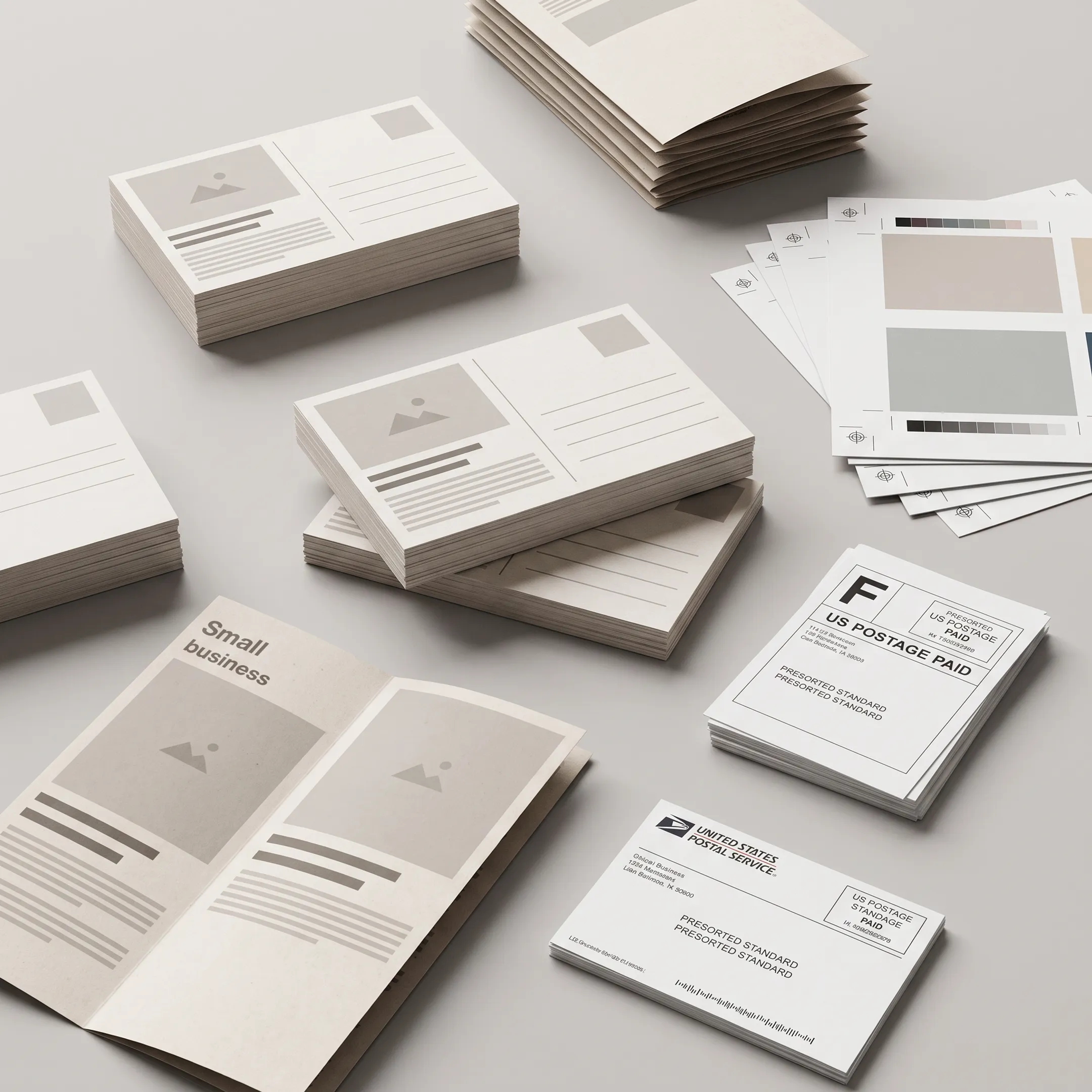 Direct mail campaign materials prepared for a San Diego small business